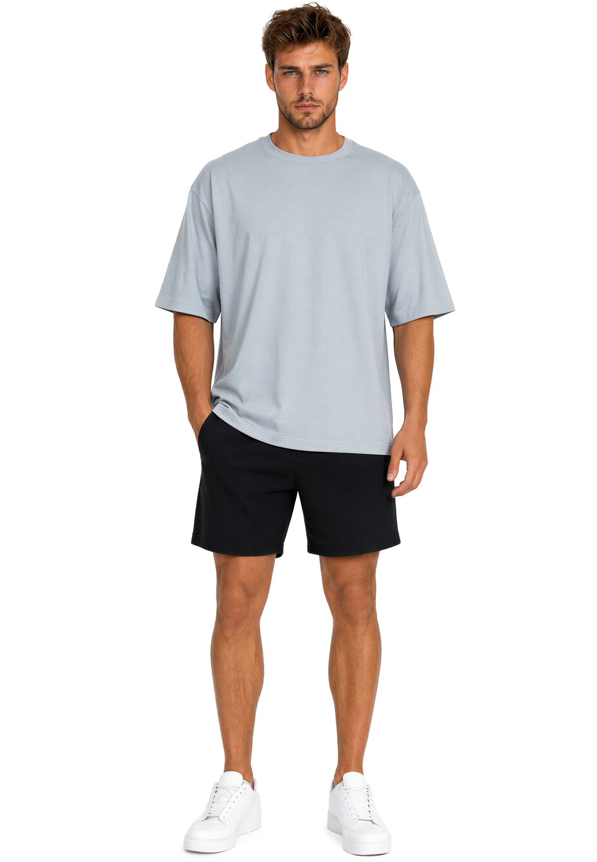 Herren Regular Fit T-Shirt Shoulder Drop in Light Blue – Reichstadt – Ansicht 7