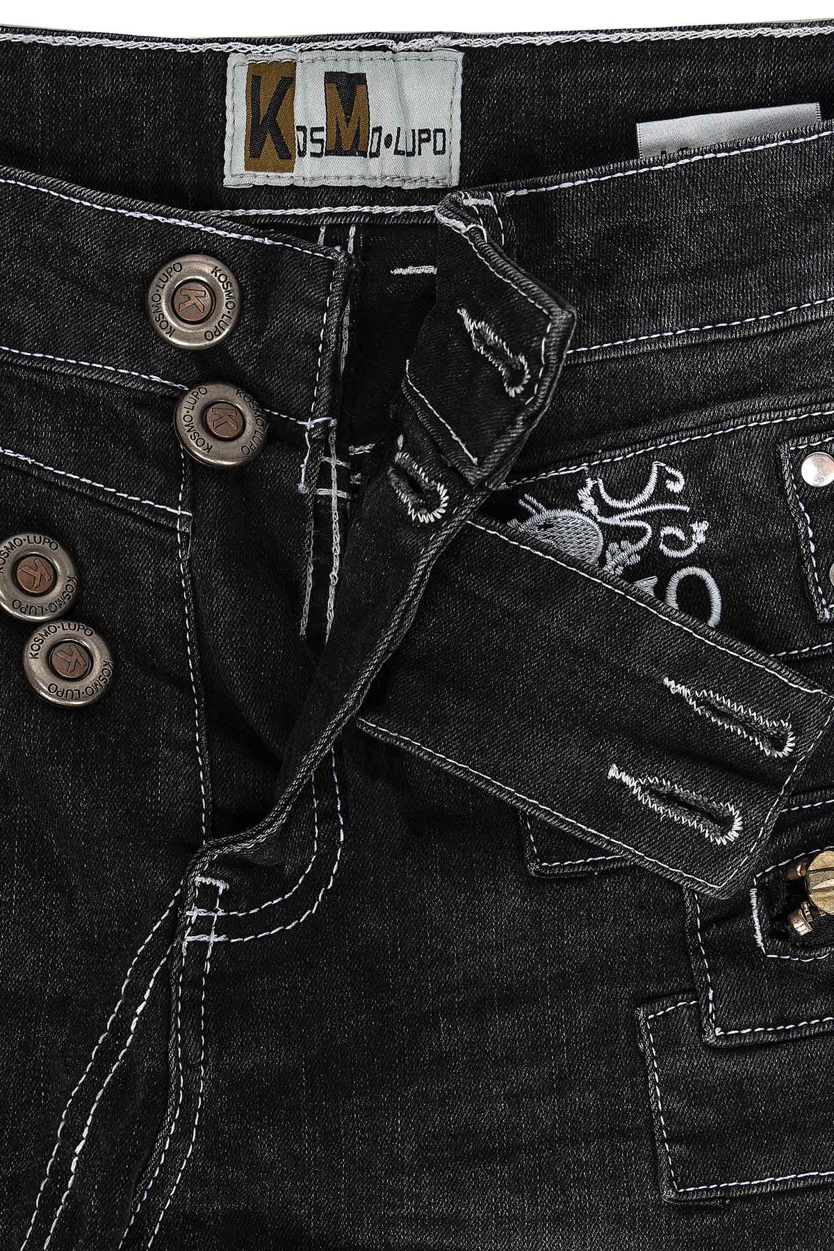 Herren Regular Fit Jeans Stonewashed in Grey – Kosmo Lupo – Ansicht 7