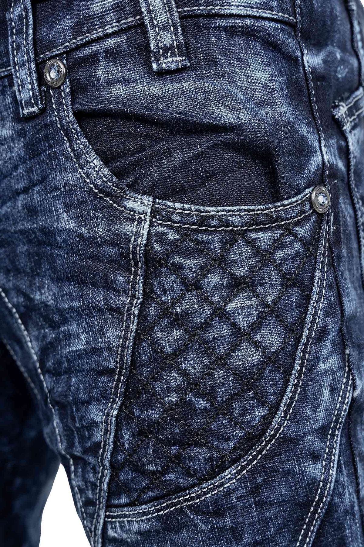 Herren Regular Fit Jeans Stonewashed in Blue – Kosmo Lupo – Ansicht 7