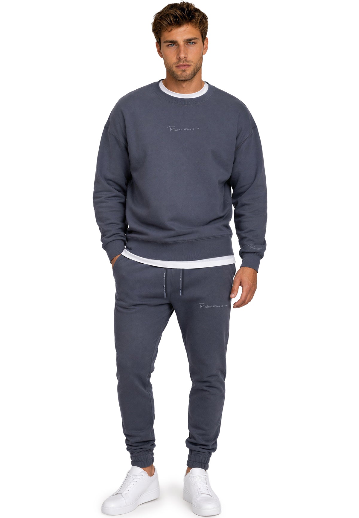 Herren Regular Fit Pullover Logo-Stitching in Anthracite – Reichstadt – Ansicht 7