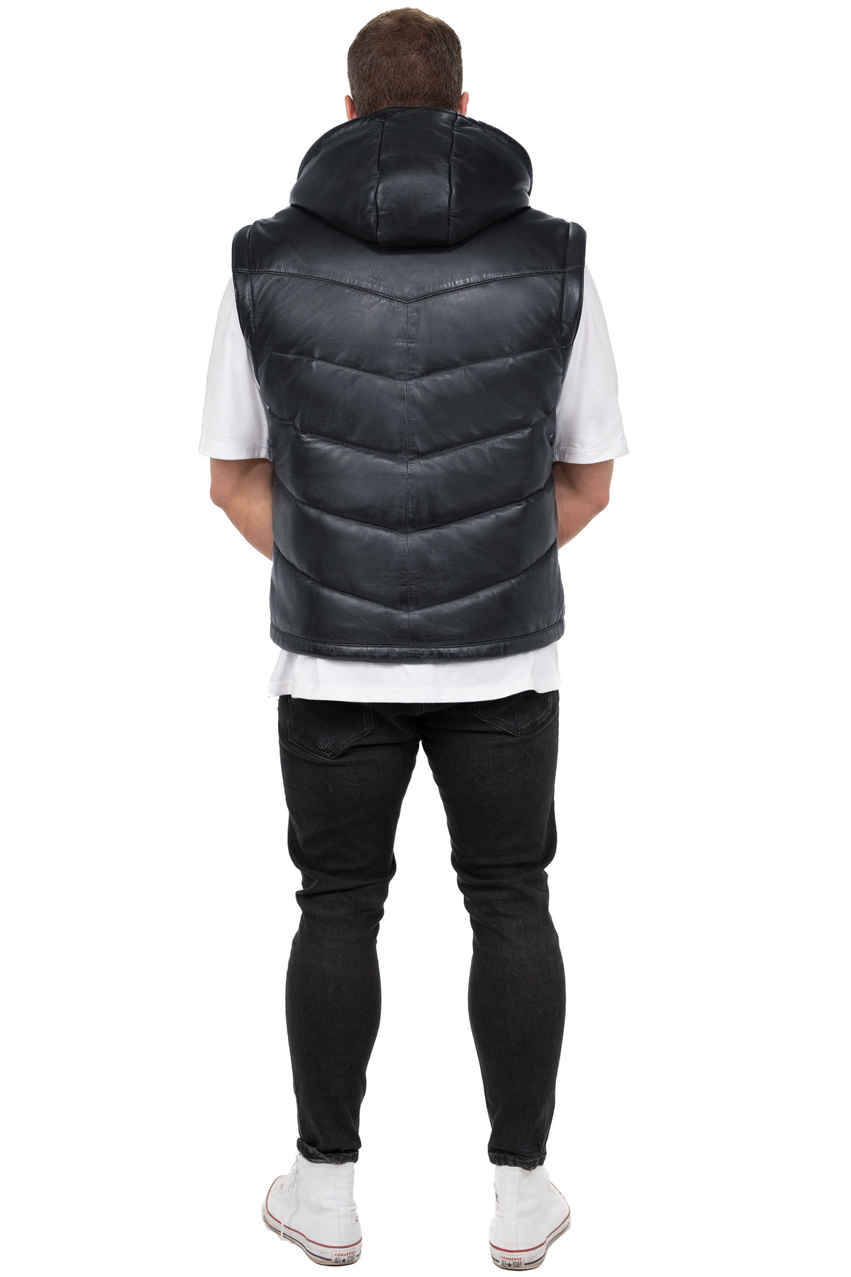 Herren Regular Fit Jacke Echtleder in Navy – Reichstadt – Ansicht 7