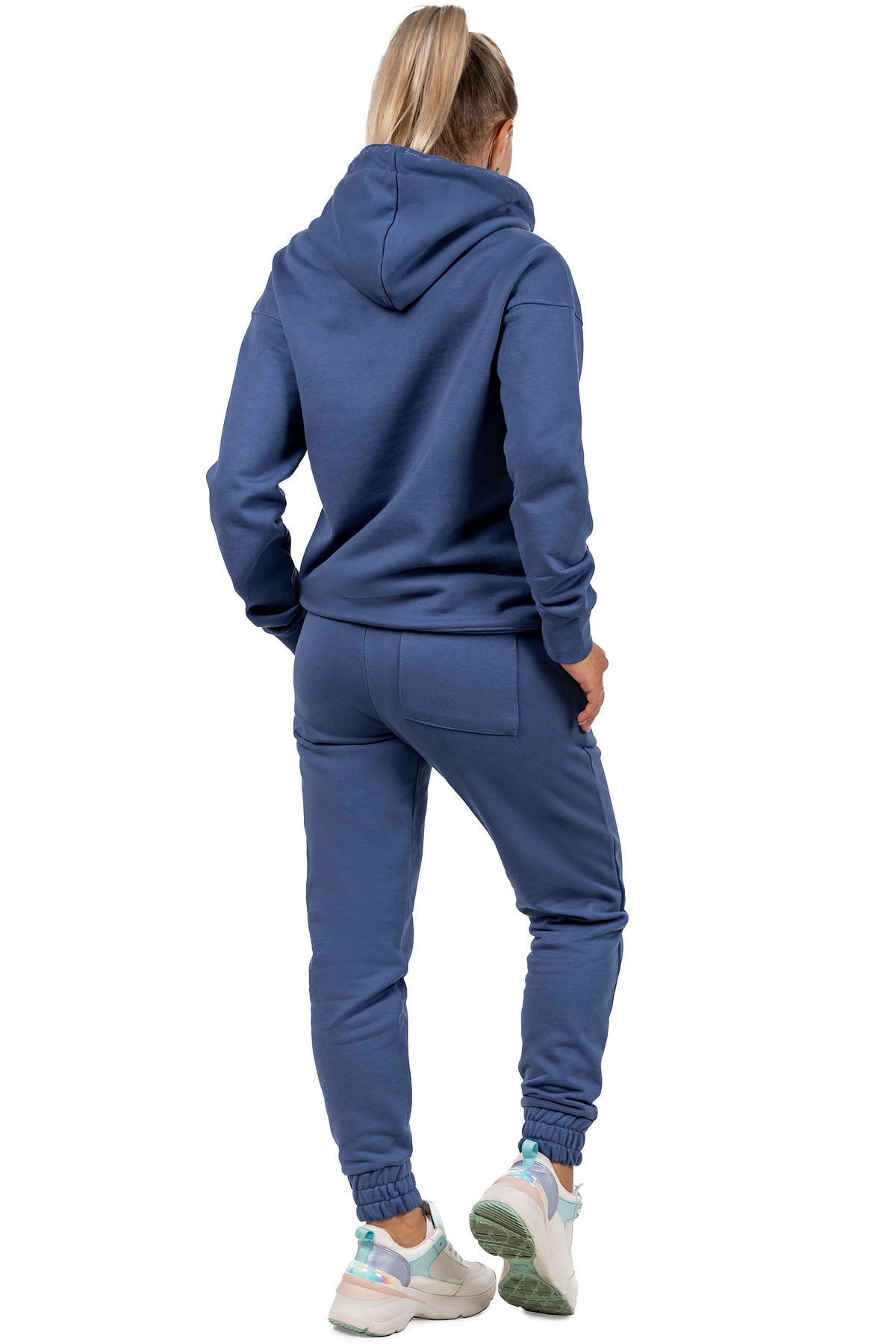 Damen Slim Fit Jogginghose Marken-Stick in Dark Blue – Reichstadt – Ansicht 7