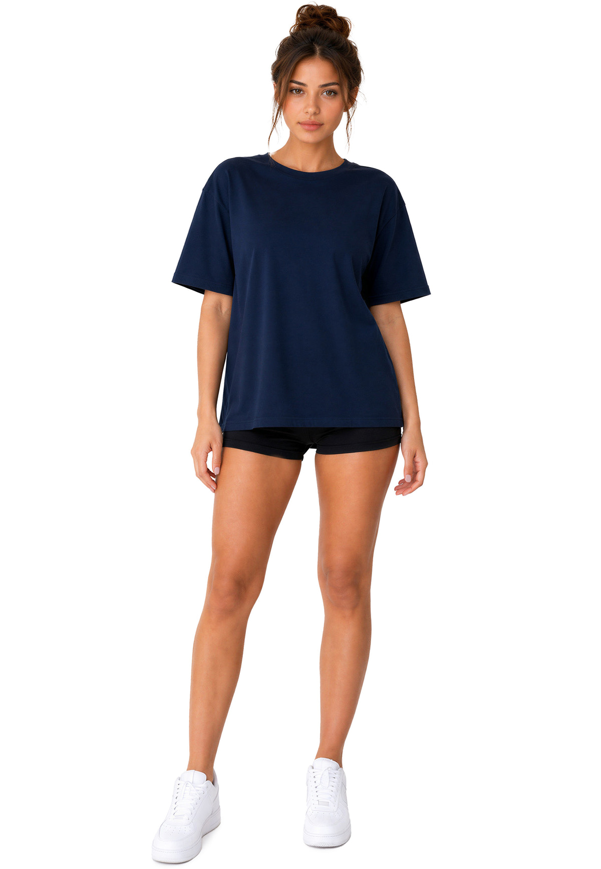 Damen Regular Fit T-Shirt Shoulder Drop in Dark Blue – Reichstadt – Ansicht 7