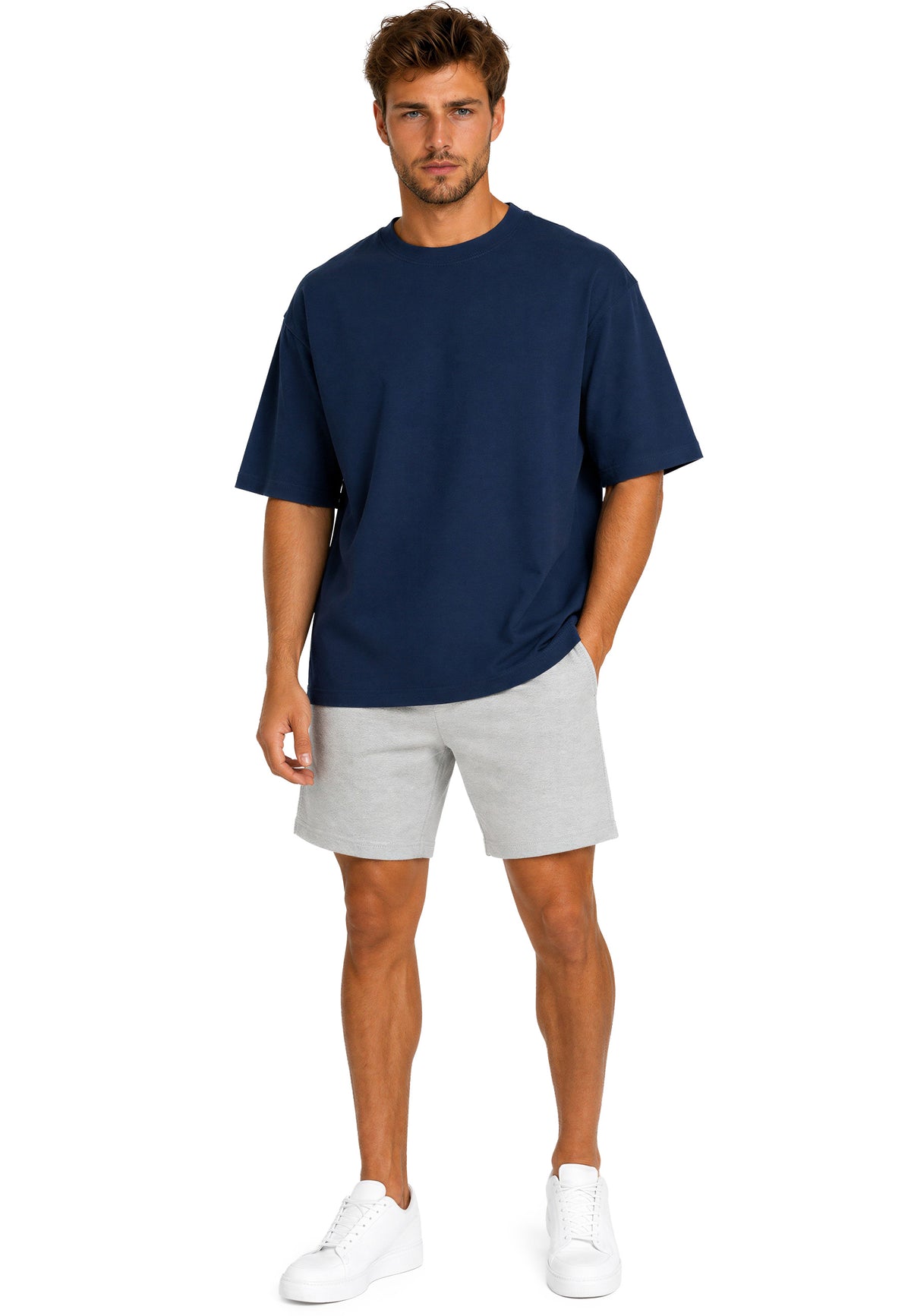 Herren Regular Fit T-Shirt Shoulder Drop in Dark Blue – Reichstadt – Ansicht 7