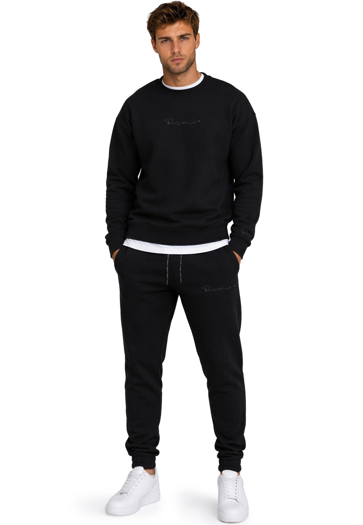Herren Regular Fit Pullover Logo-Stitching in Black – Reichstadt – Ansicht 7