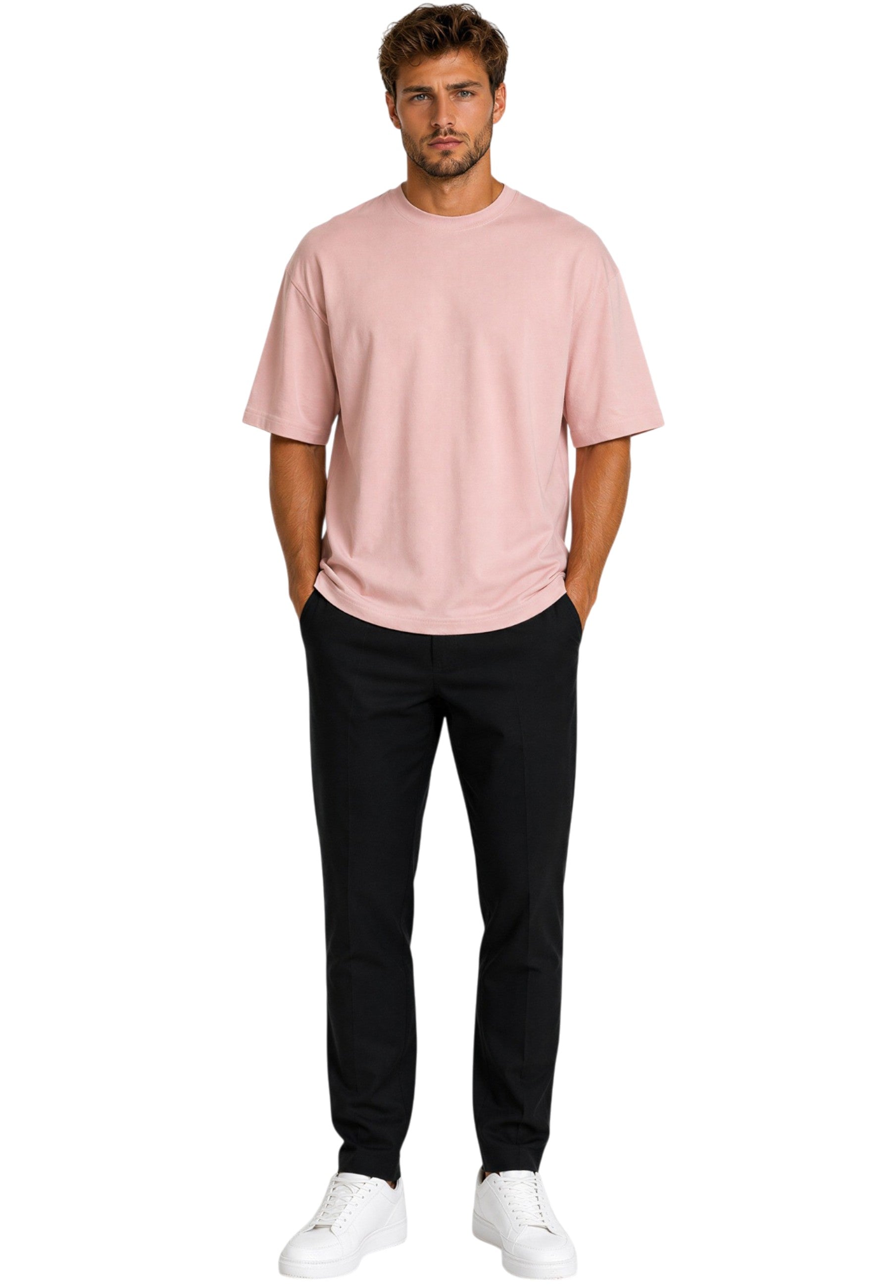 Herren Relaxed Fit T-Shirt 24RS058 Pink - mehrfarbig