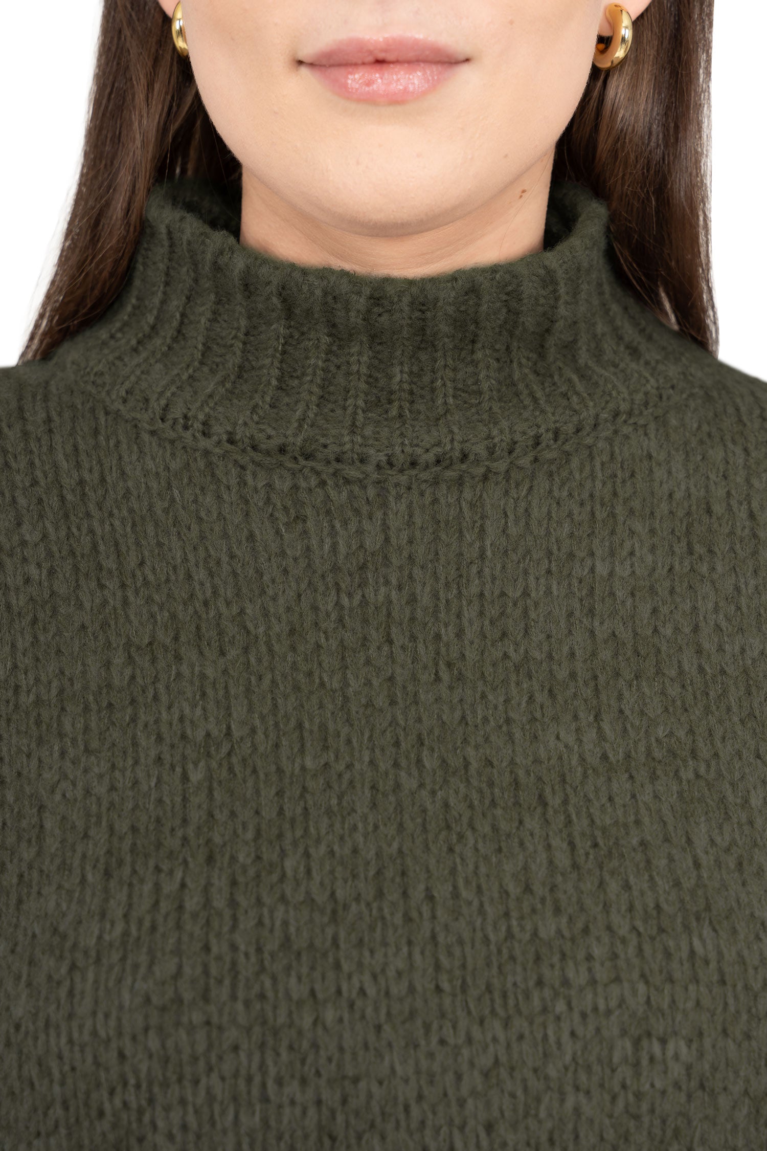 Damen Relaxed Fit Strickpullover 25RSW095 - Khaki