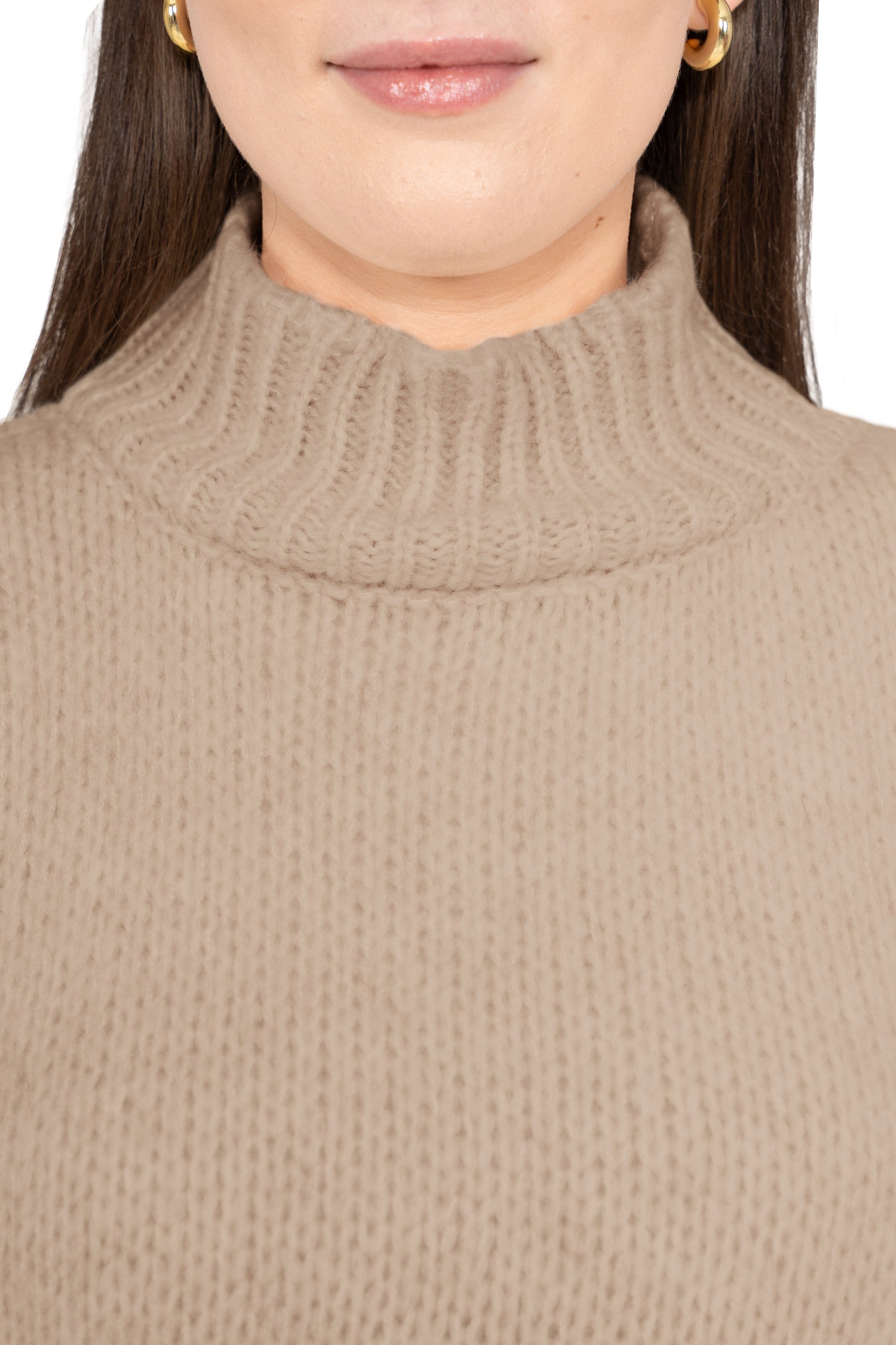 Damen Relaxed Fit Strickpullover 25RSW095 - Dark Beige
