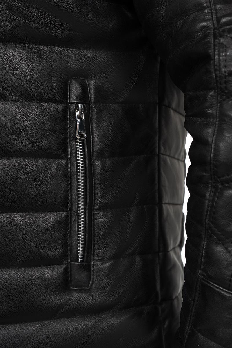 Herren Slim Fit Echtlederjacke Echtleder in Black – Reichstadt – Ansicht 7