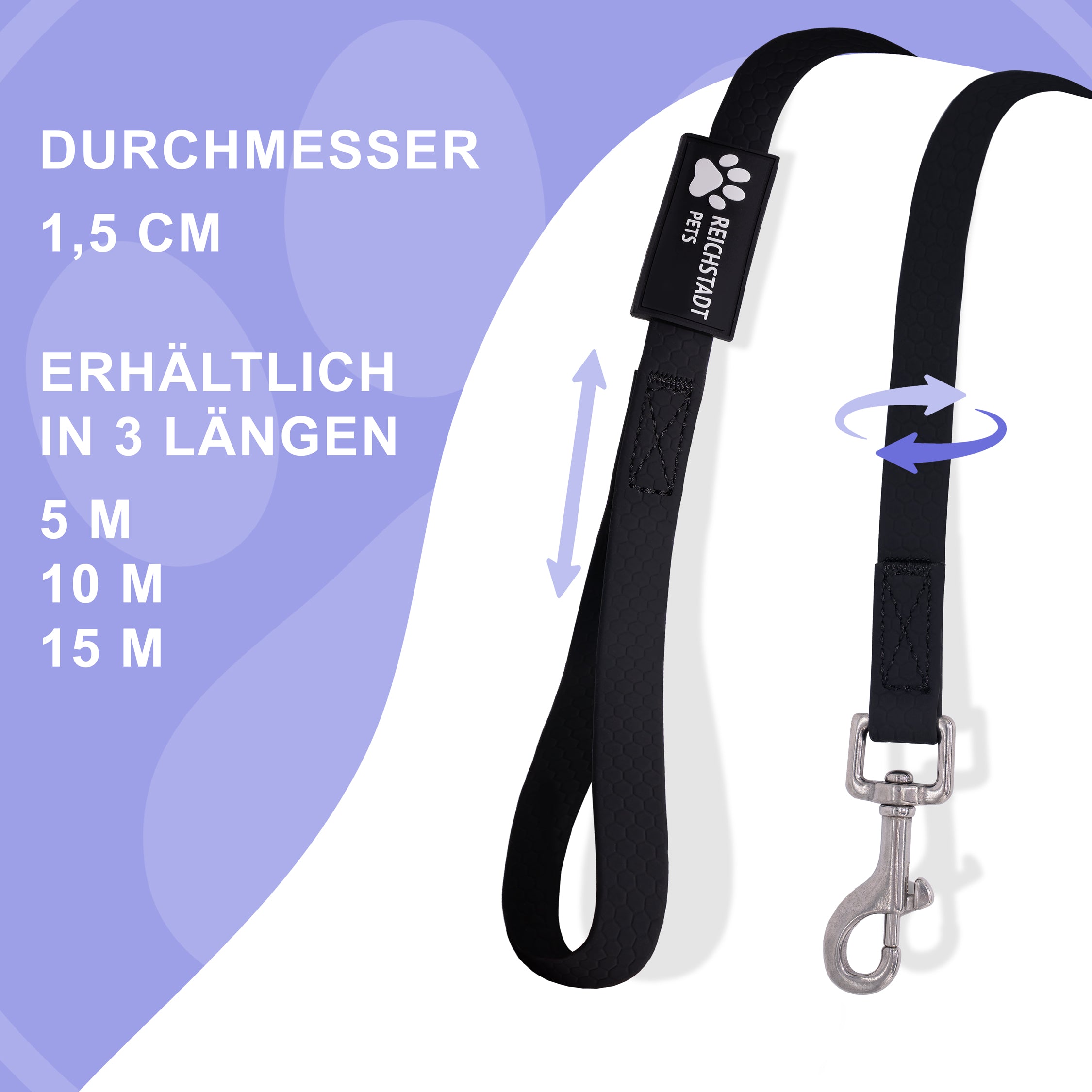 RS Pets Hundeleine Texturierte PVC 25RSP085 - Black