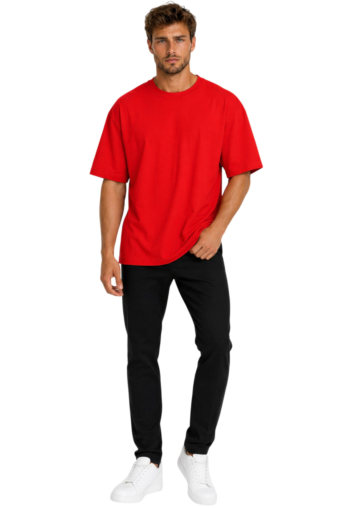 Herren Relaxed Fit T-Shirt in Red – Reichstadt – Ansicht 7