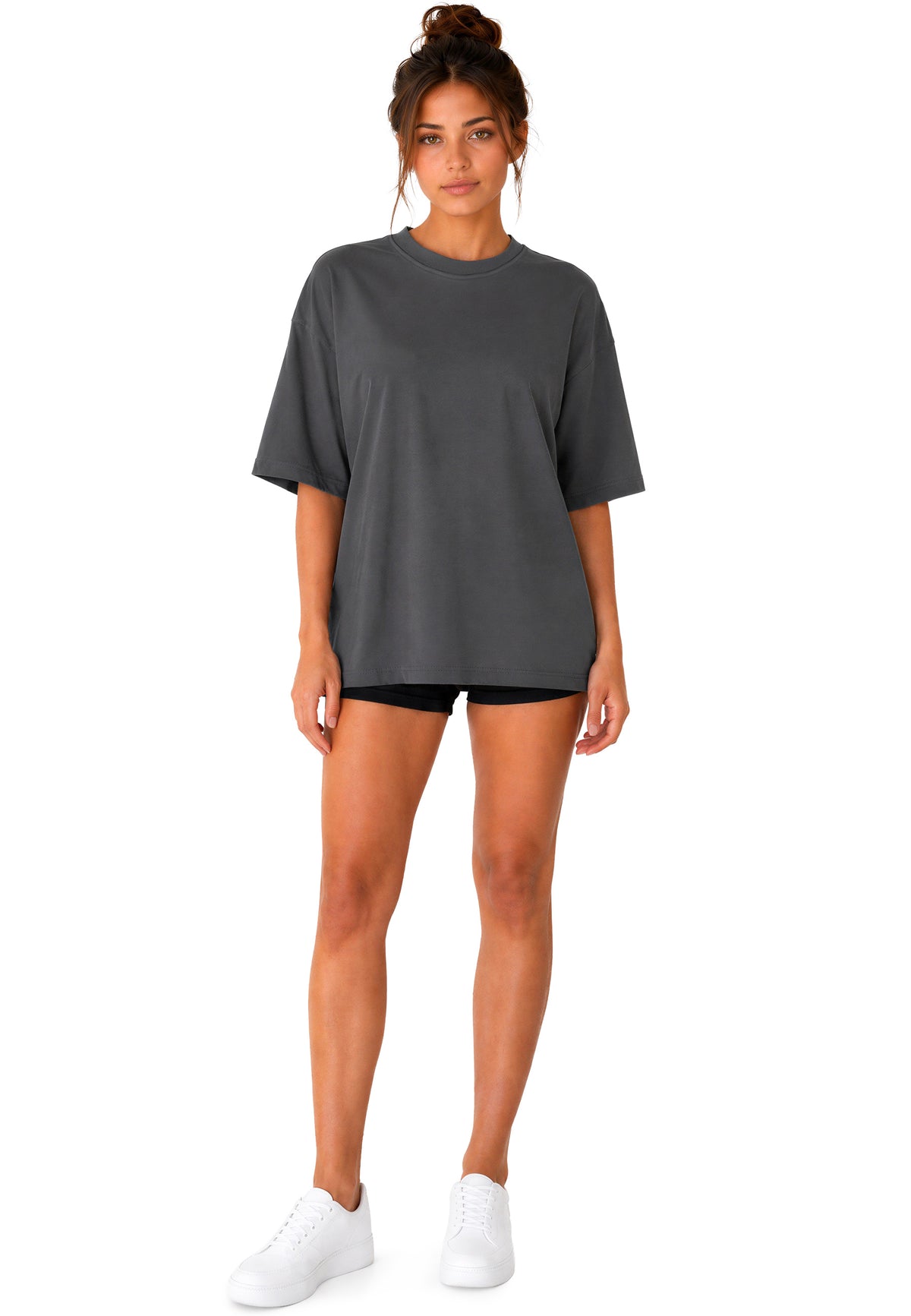 Damen Oversized T-Shirt in Dark Grey – Reichstadt – Ansicht 7