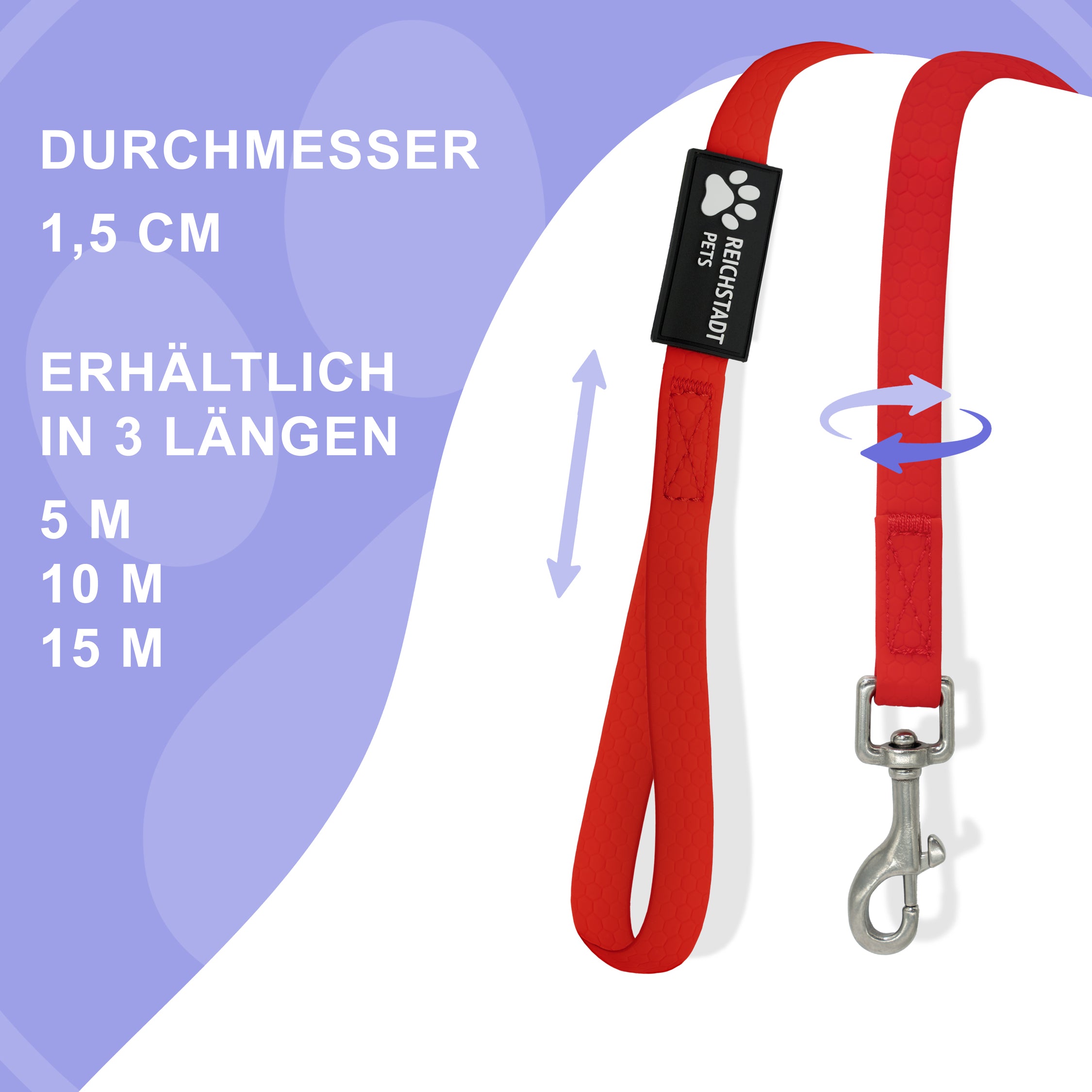 RS Pets Hundeleine Texturierte PVC 25RSP085 - Red