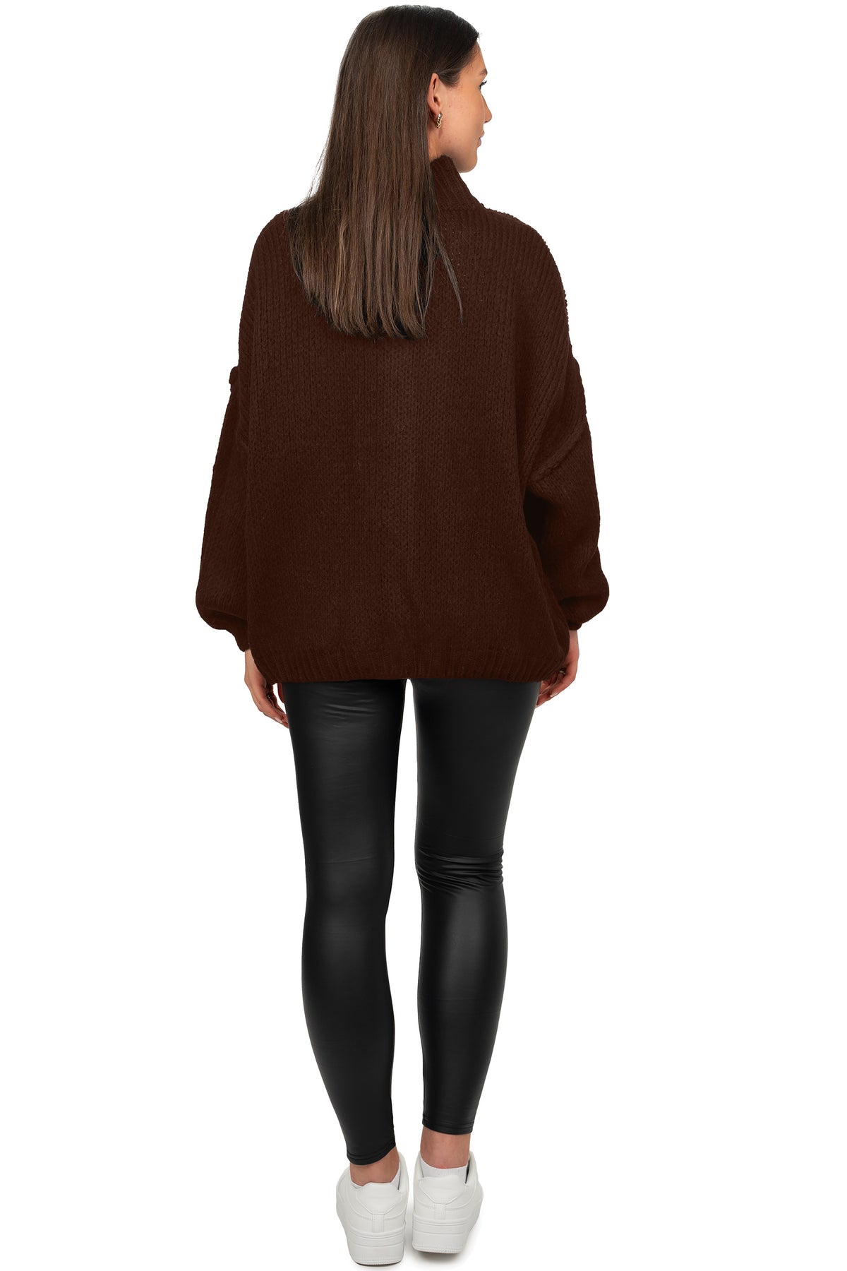 Damen Relaxed Fit Strickjacke Oversized-Look in Brown – Reichstadt – Ansicht 7