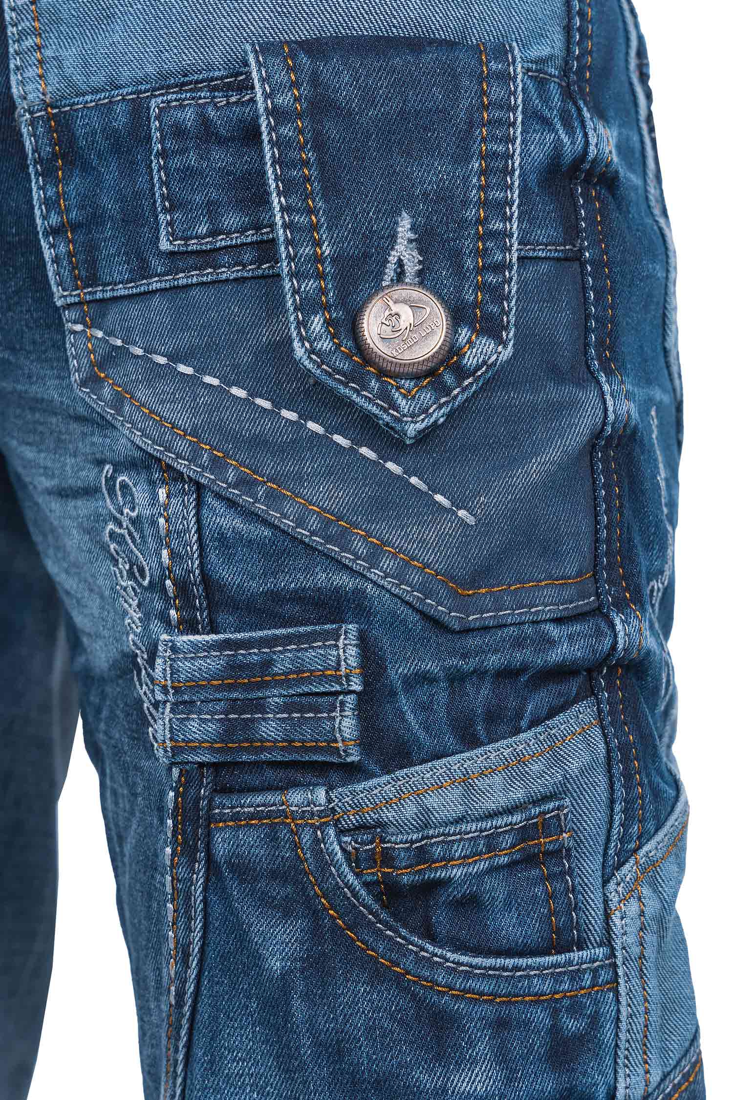 Herren Regular Fit Jeans Stonewashed KM001 - Blue