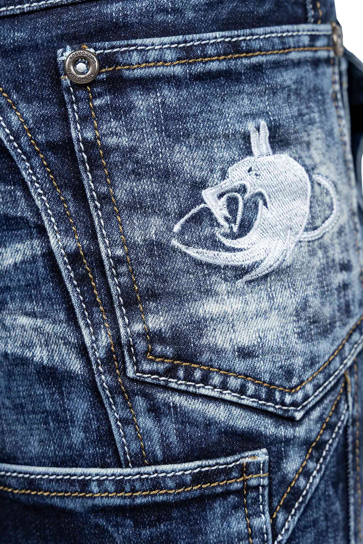 Herren Regular Fit Jeans Stonewashed in Blue – Kosmo Lupo – Ansicht 7