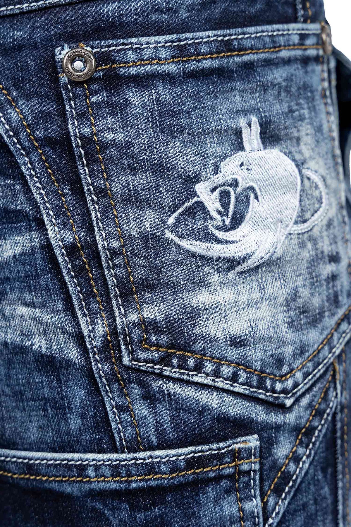 Herren Regular Fit Jeans Stonewashed in Blue – Kosmo Lupo – Ansicht 7