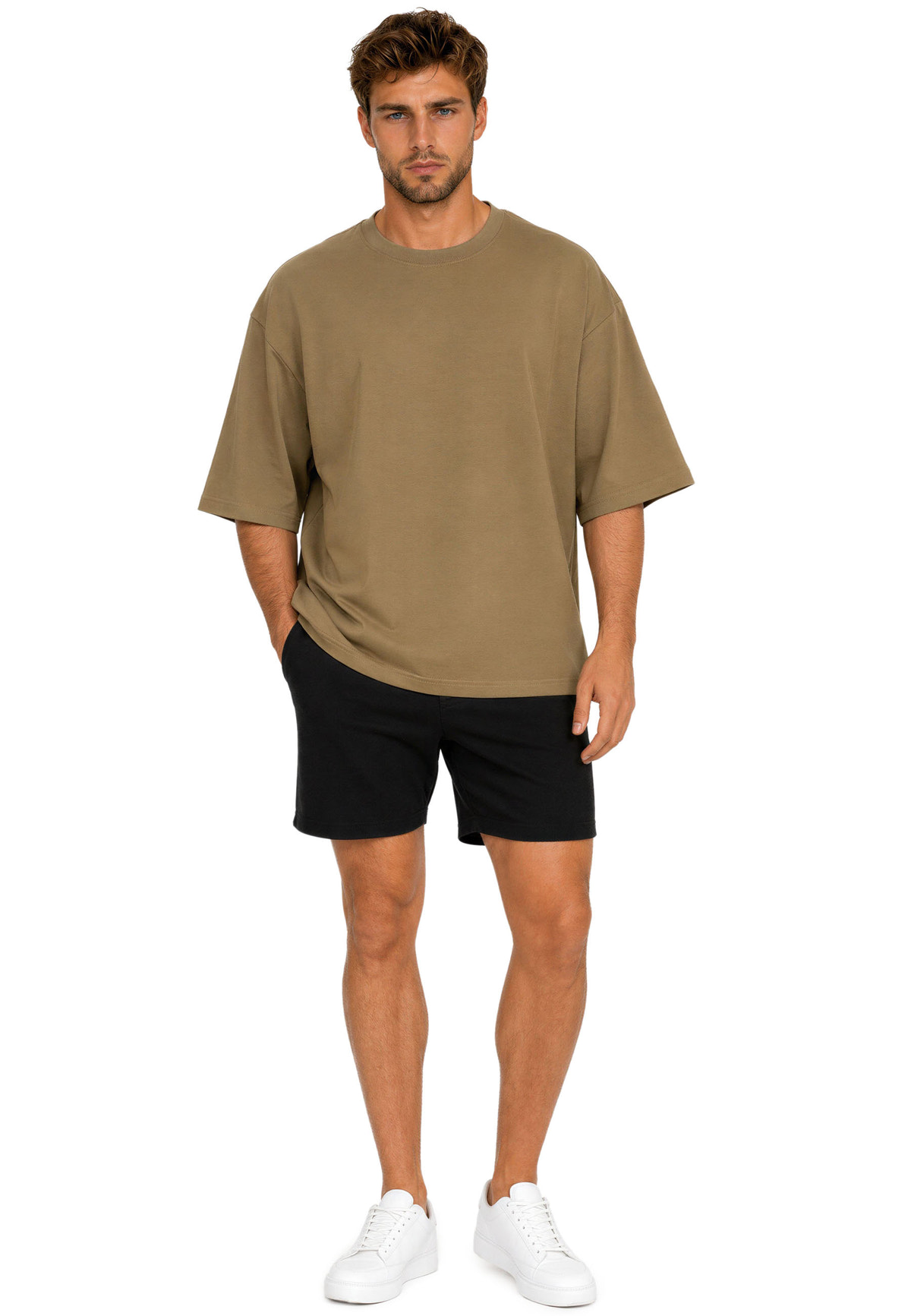 Herren Oversized T-Shirt in Khaki – Reichstadt – Ansicht 7