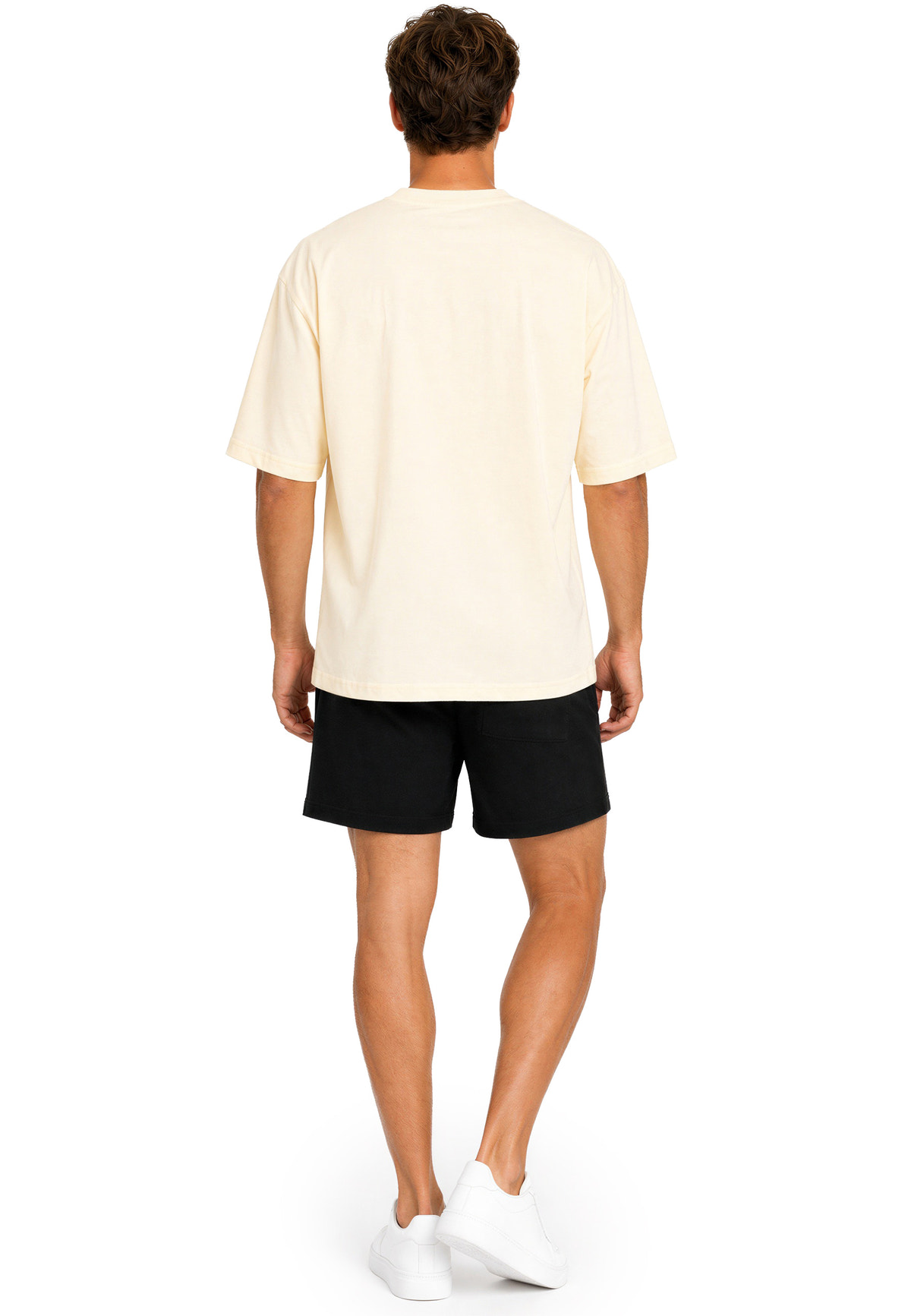 Herren Regular Fit T-Shirt Shoulder Drop in Beige – Reichstadt – Ansicht 8