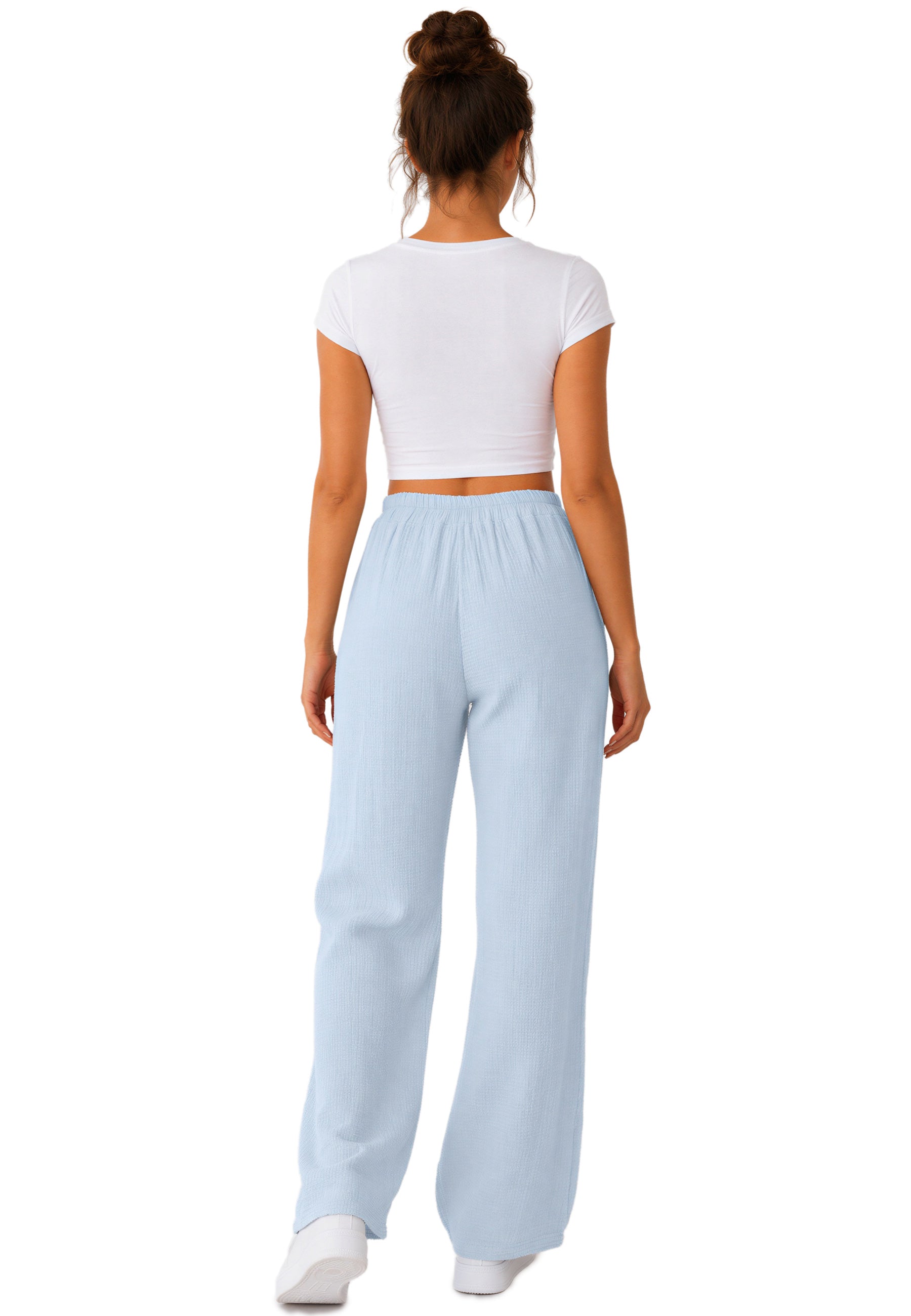 Damen Oversized Hose Musselin 25RSW082 - Baby Blue