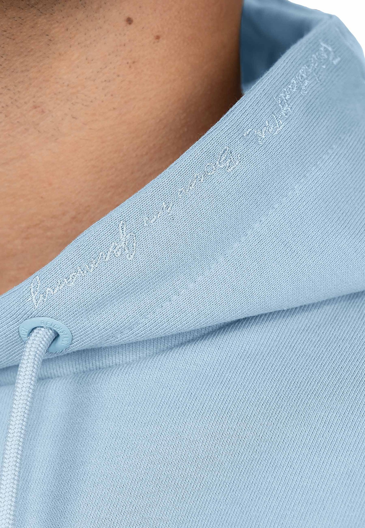 Herren Regular Fit Hoodie Marken-Stick in Baby Blue – Reichstadt – Ansicht 8