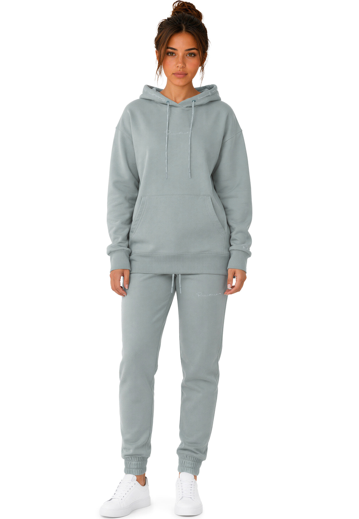 Damen Relaxed Fit Hoodie Marken-Stick in Grey – Reichstadt – Ansicht 8