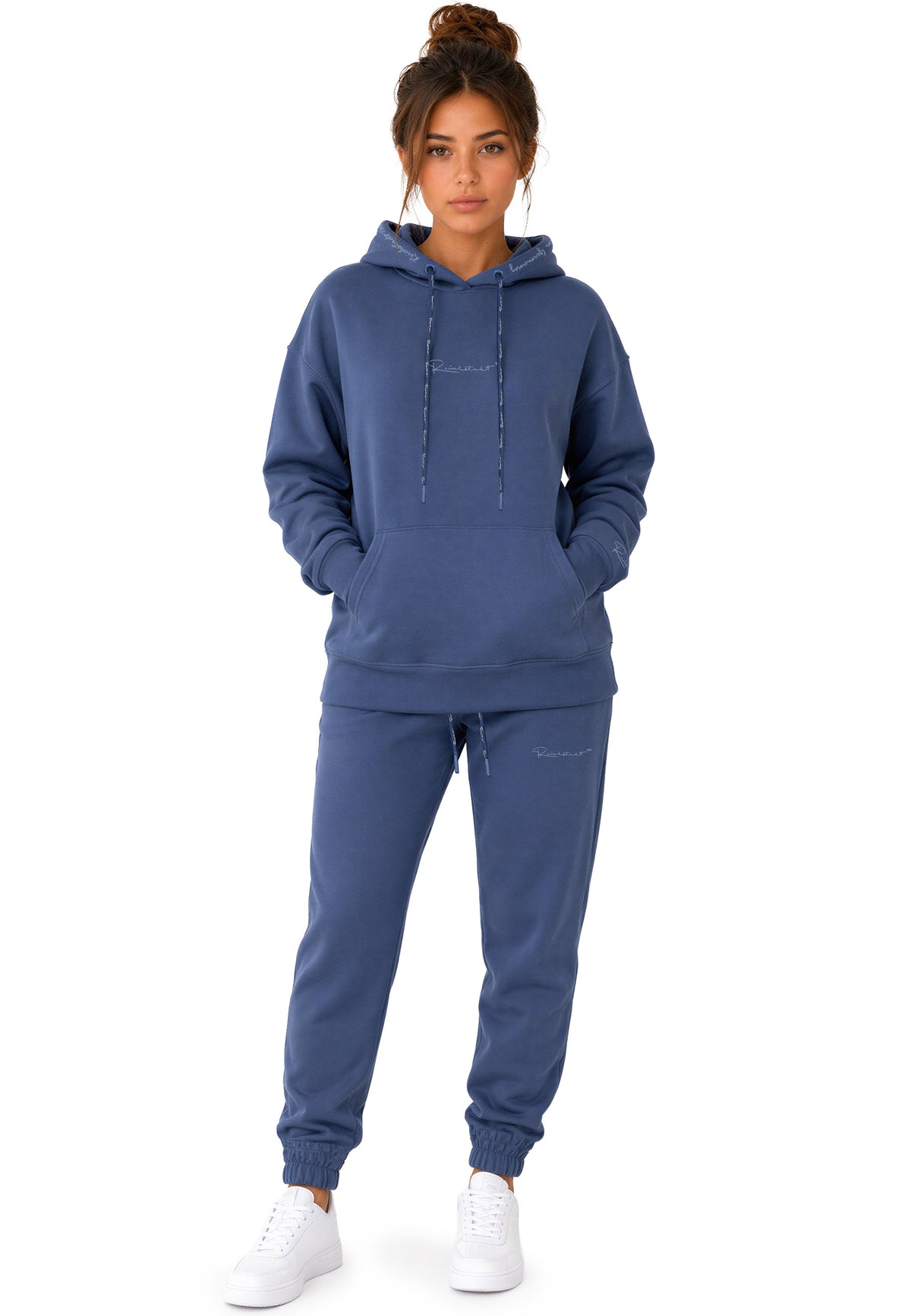 Damen Relaxed Fit Hoodie Marken-Stick in Dark Blue – Reichstadt – Ansicht 8