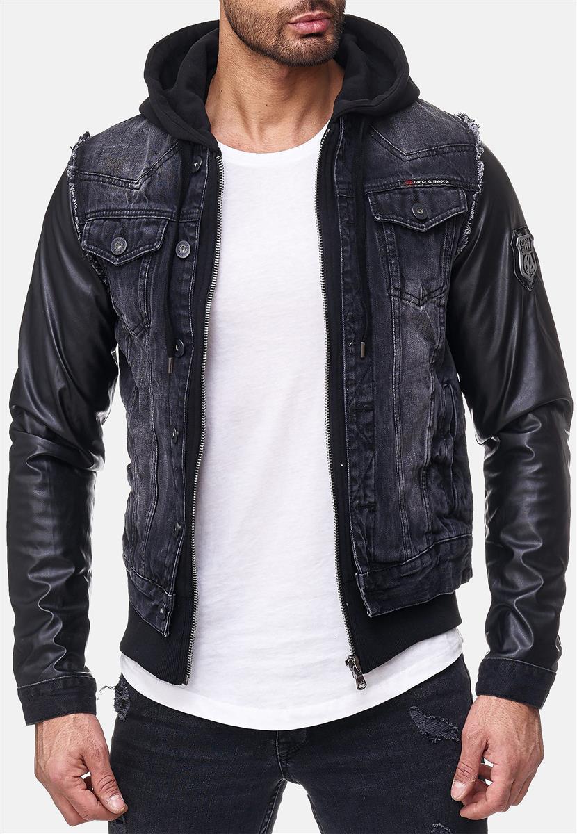 Herren Regular Fit Jacke Denim in Black – Cipo & Baxx – Ansicht 8