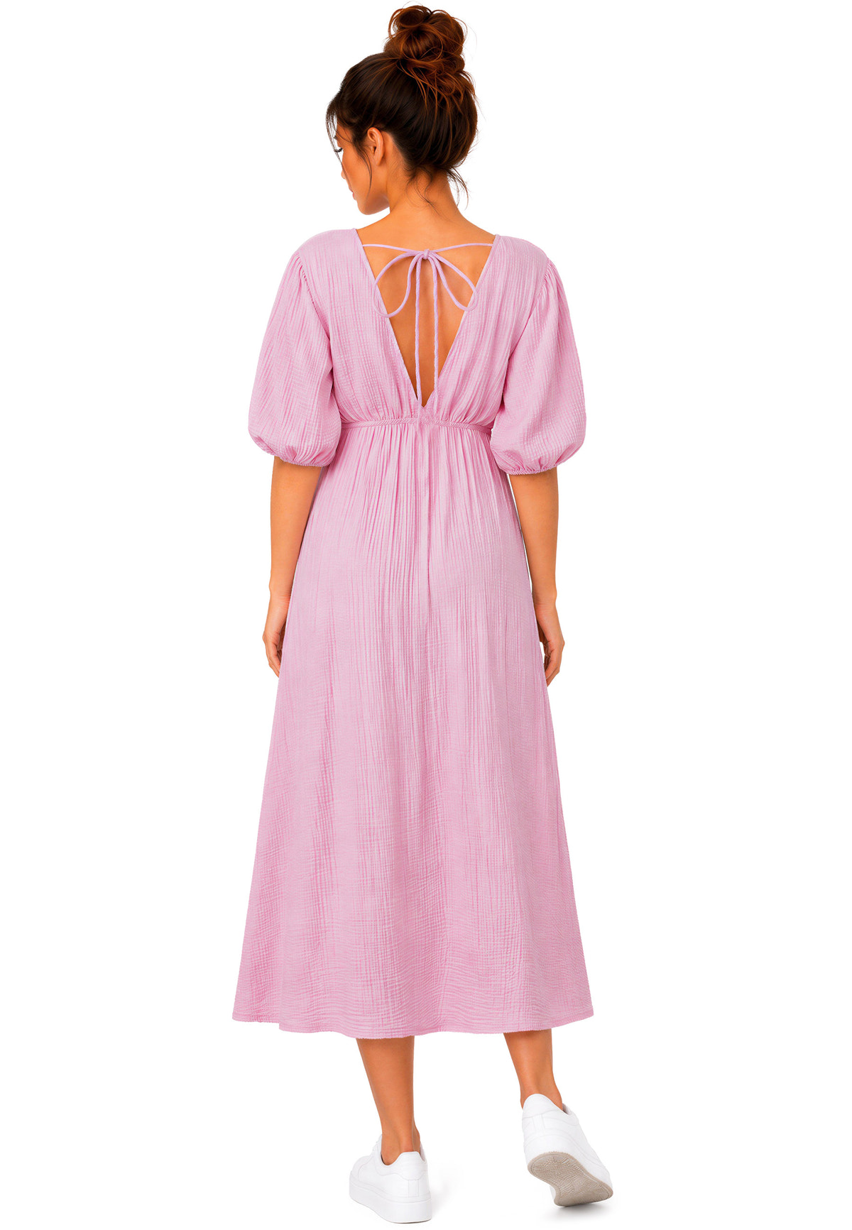 Damen Relaxed Fit Sommerkleid Musselin in Pink – Reichstadt – Ansicht 8