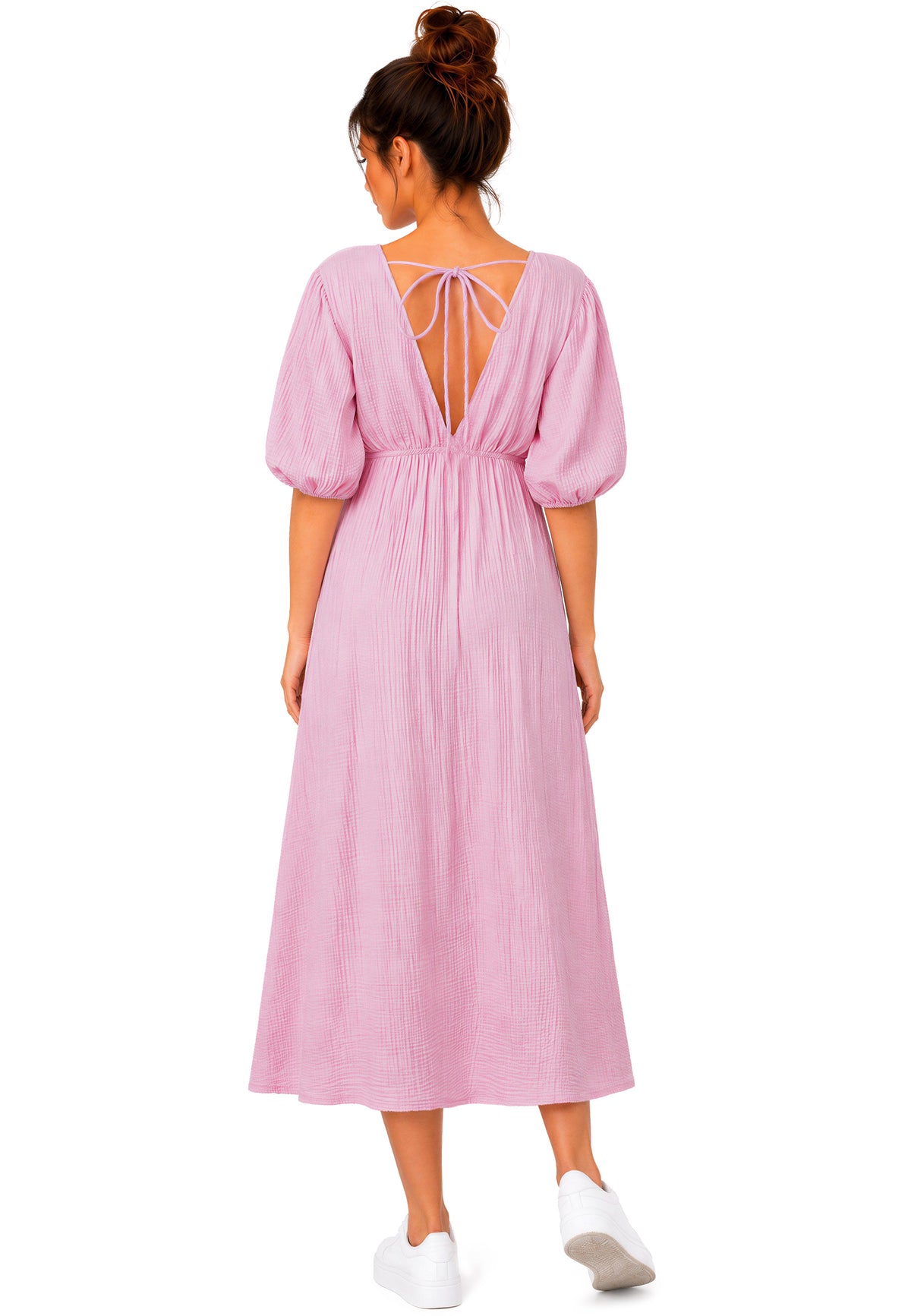 Damen Relaxed Fit Sommerkleid Musselin in Pink – Reichstadt – Ansicht 8