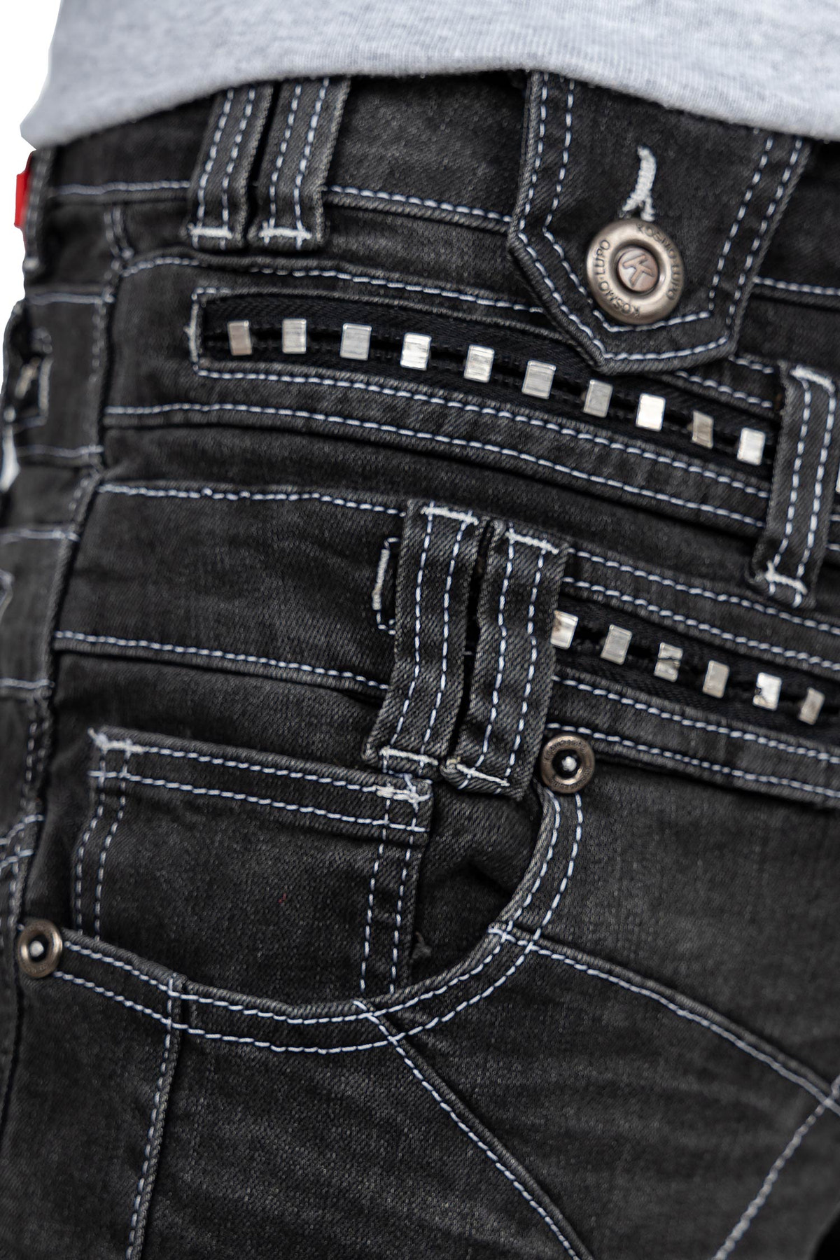 Herren Regular Fit Jeans Stonewashed in Grey – Kosmo Lupo – Ansicht 8