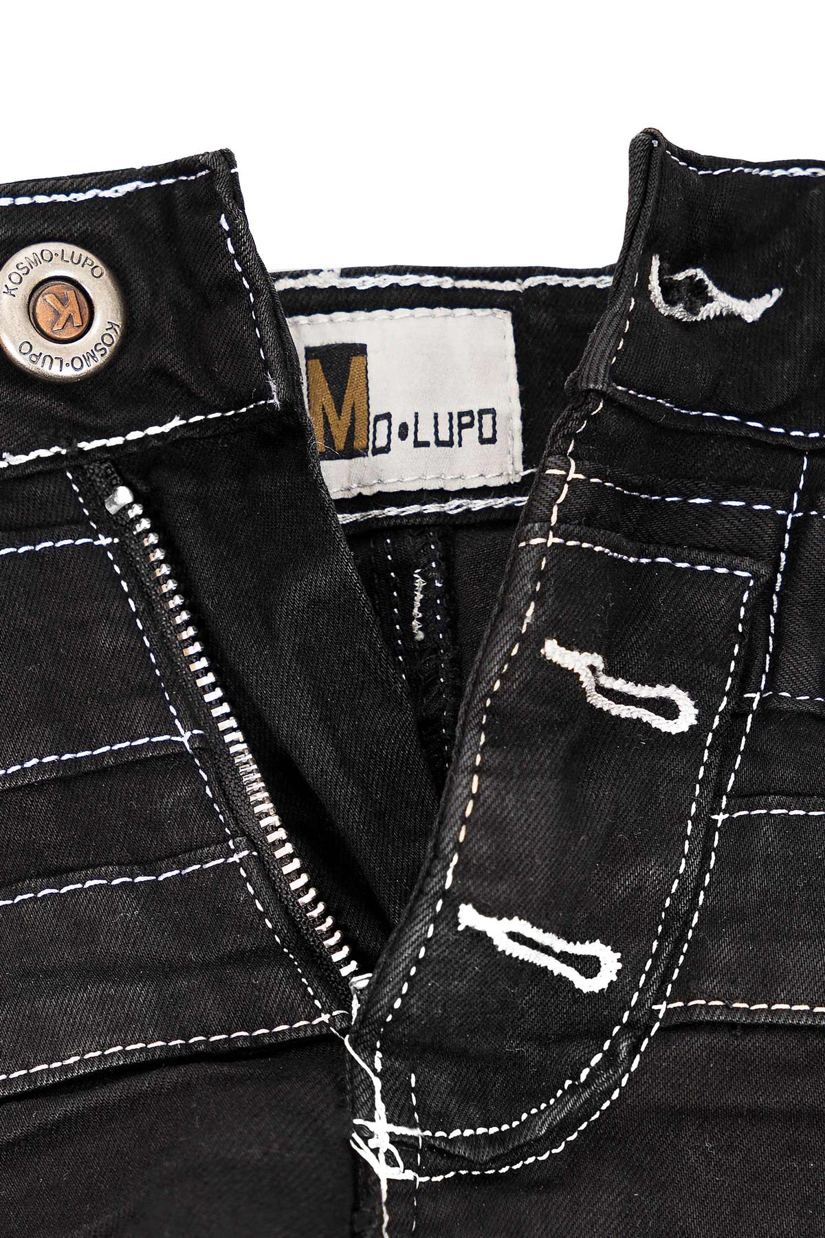 Herren Regular Fit Jeans Mid Waist in Black – Kosmo Lupo – Ansicht 8
