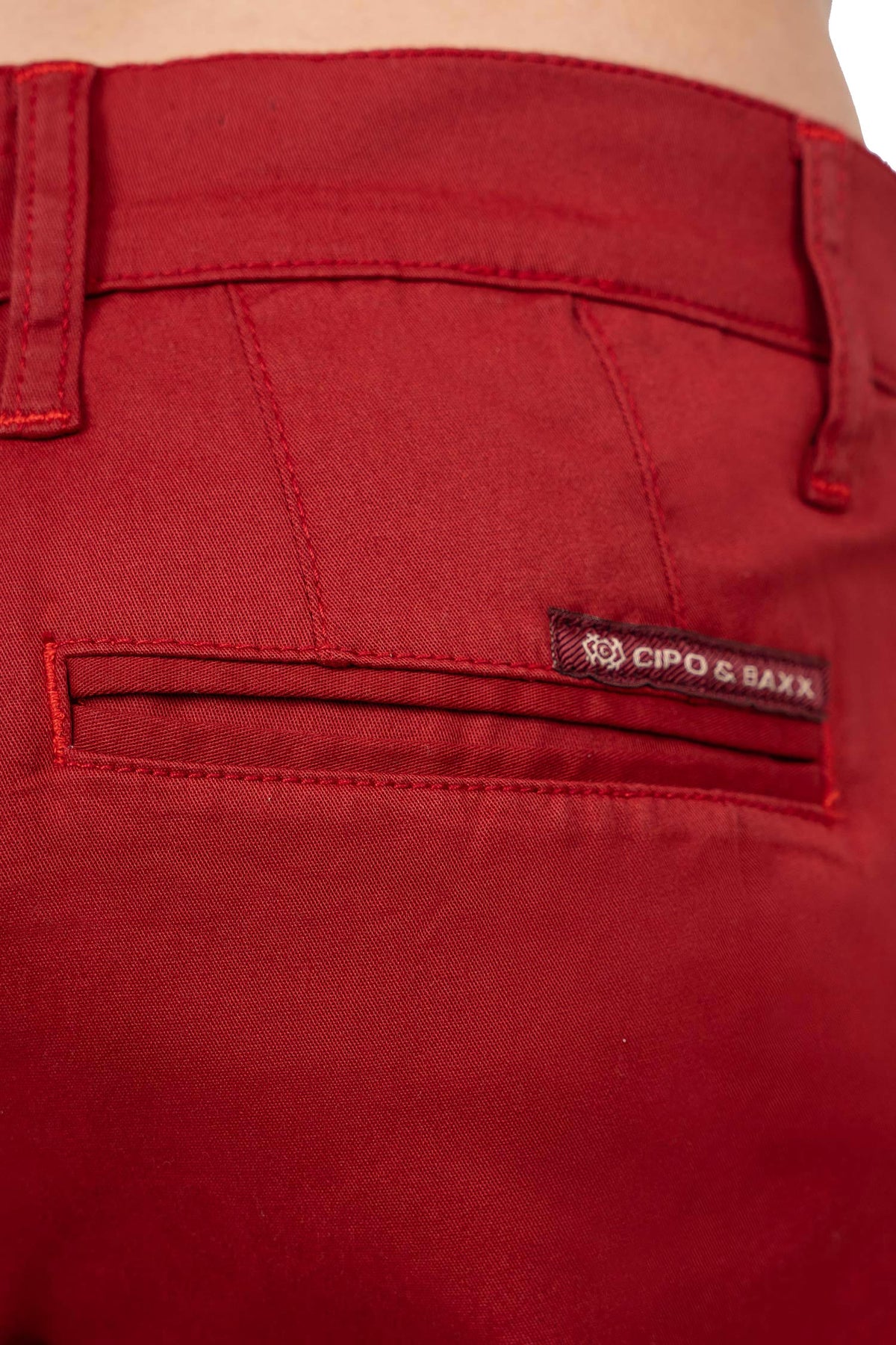 Herren Regular Fit Shorts Logo-Detail in Burgundy – Cipo & Baxx – Ansicht 8