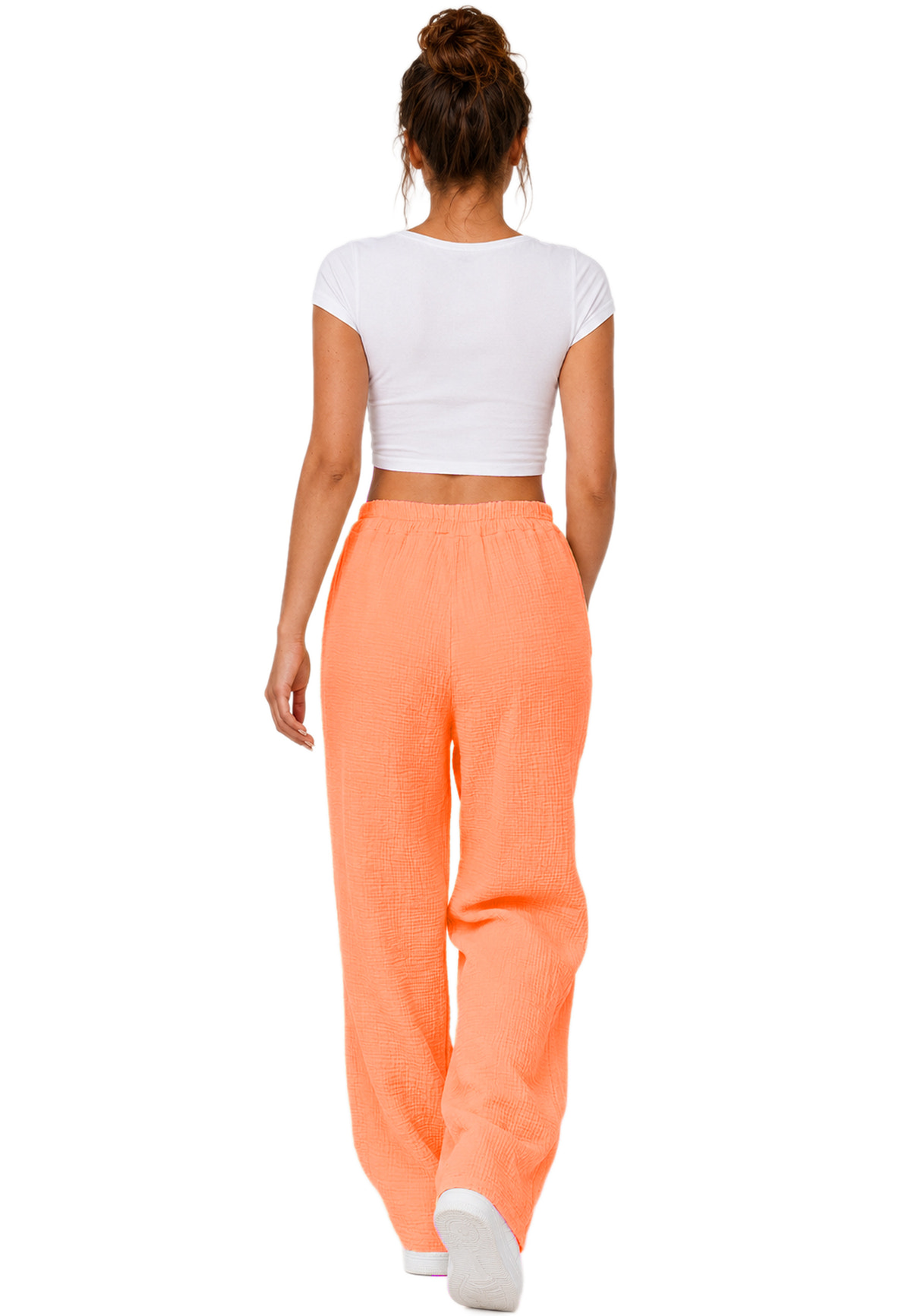Damen Oversized Hose Musselin in Orange – Reichstadt – Ansicht 8