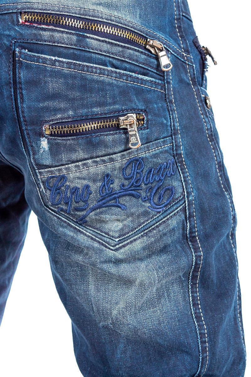 Herren Regular Fit Jeans Stonewashed in Blue – Cipo & Baxx – Ansicht 8