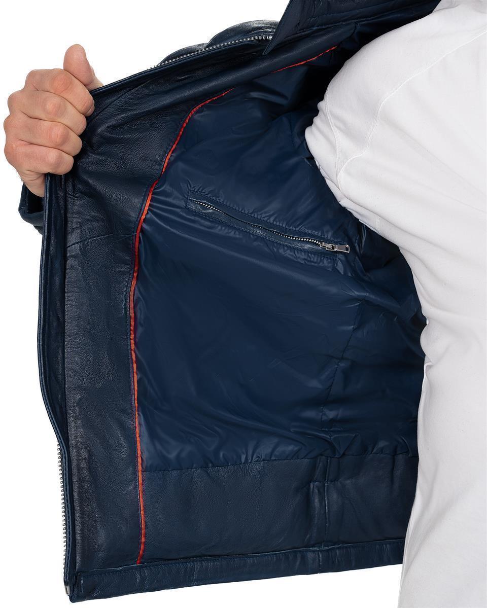 Reichstadt Herren Regular Fit Lederjacke Navy (Modell 19RS016) - Ansicht 8