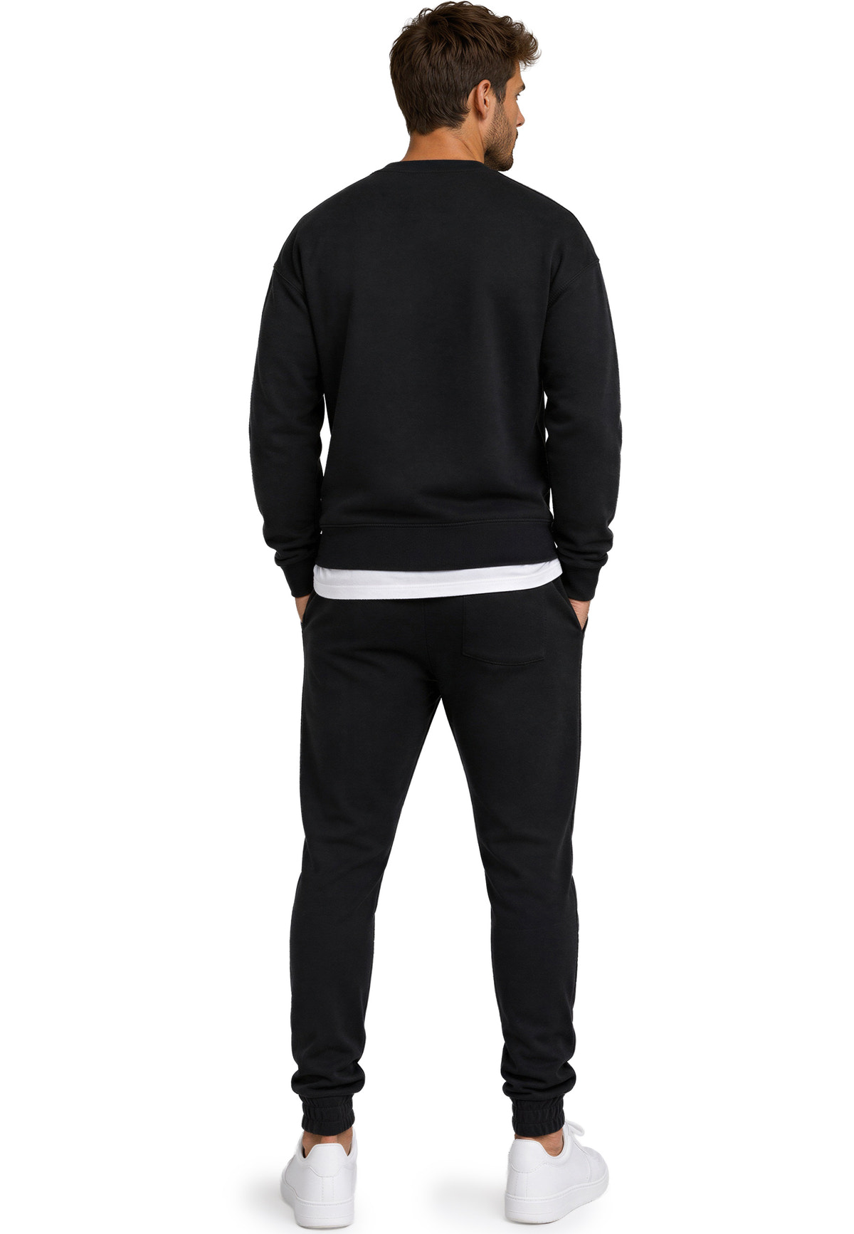 Herren Regular Fit Pullover Logo-Stitching in Black – Reichstadt – Ansicht 8