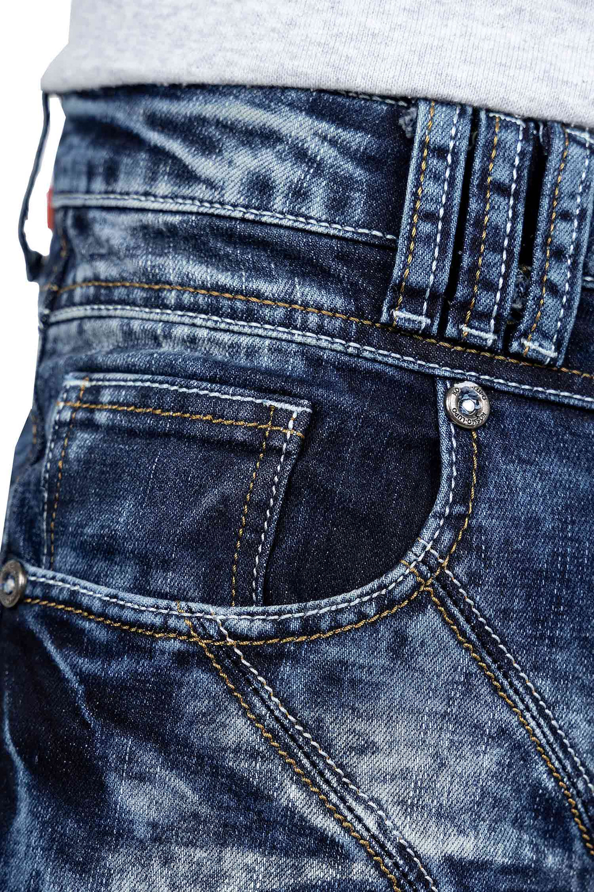 Herren Regular Fit Jeans Stonewashed in Blue – Kosmo Lupo – Ansicht 8