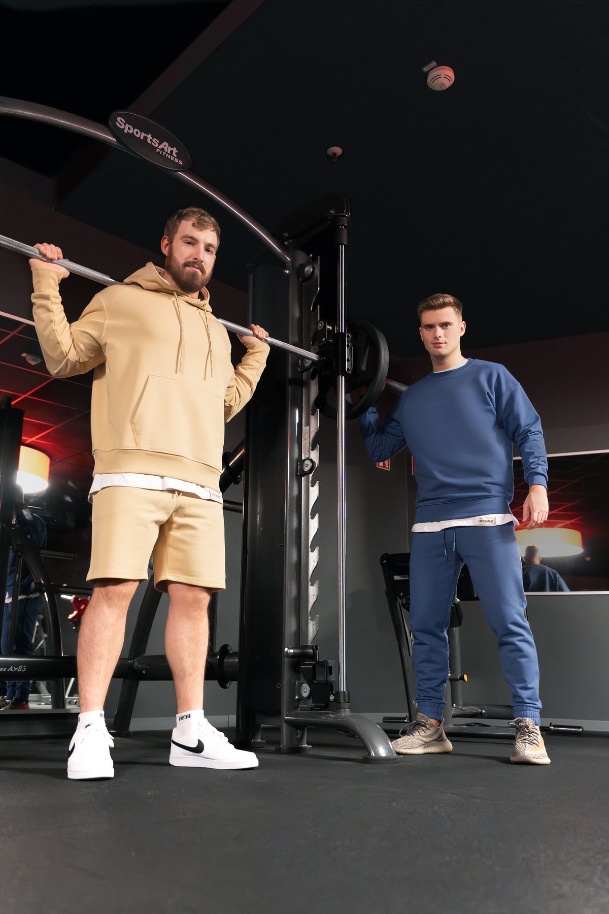 Herren Regular Fit Sport Hoodie Marken-Stick in Beige – Reichstadt – Ansicht 8