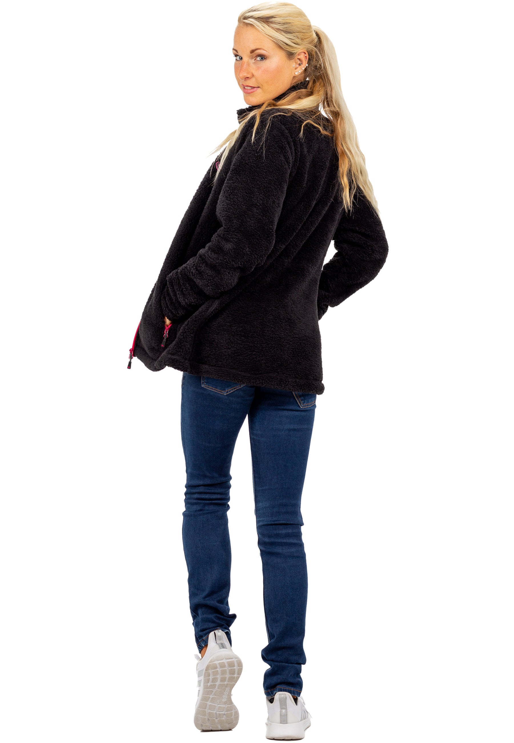 Damen Regular Fit Fleecejacke Kuschelig 22RSW002 - Black