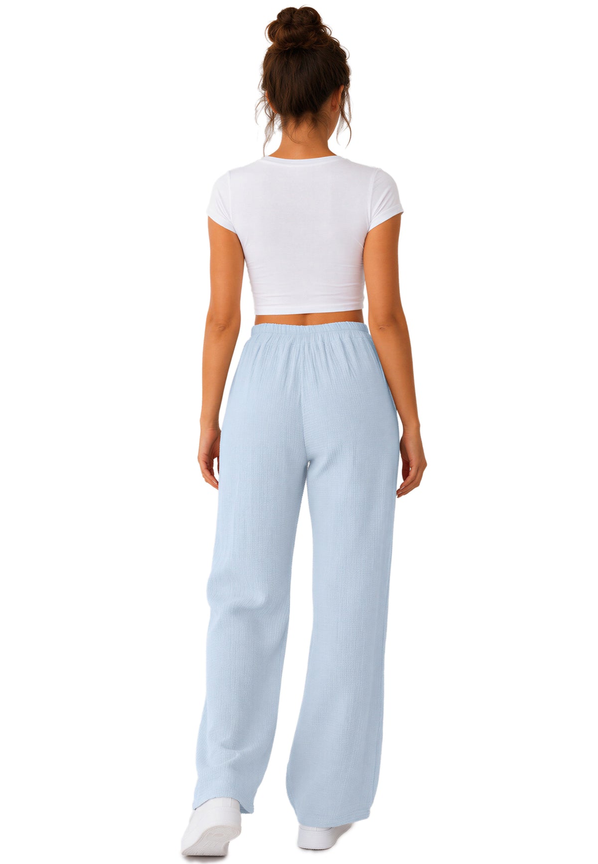 Damen Oversized Hose Musselin in Baby Blue – Reichstadt – Ansicht 8