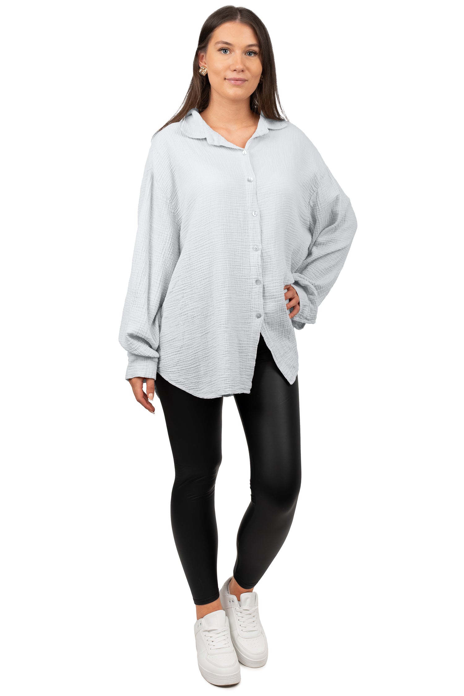 Damen Relaxed Fit Bluse Musselin 25RSW080 - Grey