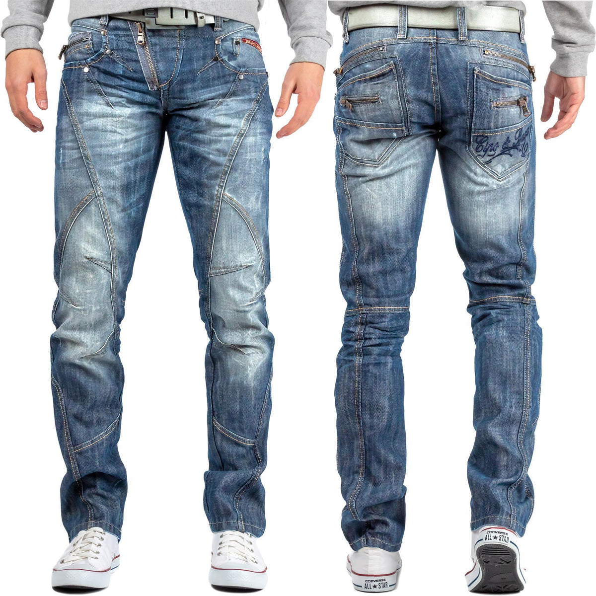 Herren Regular Fit Jeans Stonewashed in Blue – Cipo & Baxx – Ansicht 8