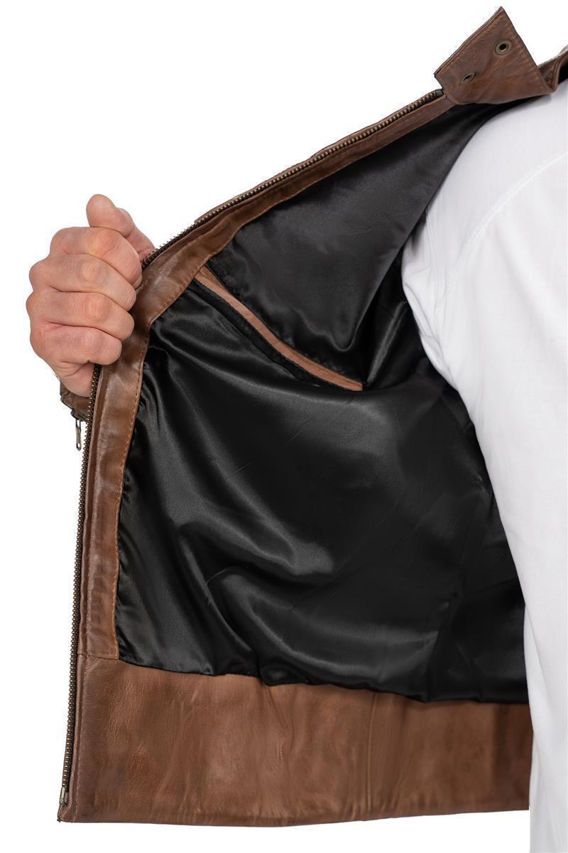 Herren Slim Fit Echtlederjacke Echtleder in Cognac – Reichstadt – Ansicht 8