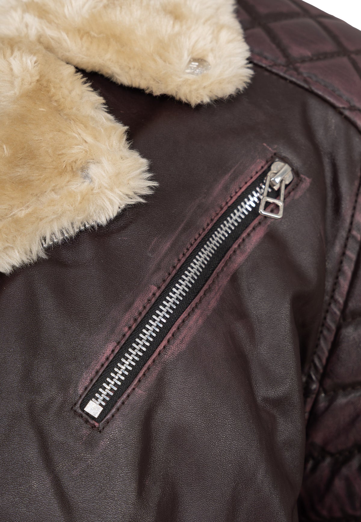 Herren Slim Fit Kunstlederjacke Silver Zipper in Brown – Reichstadt – Ansicht 8