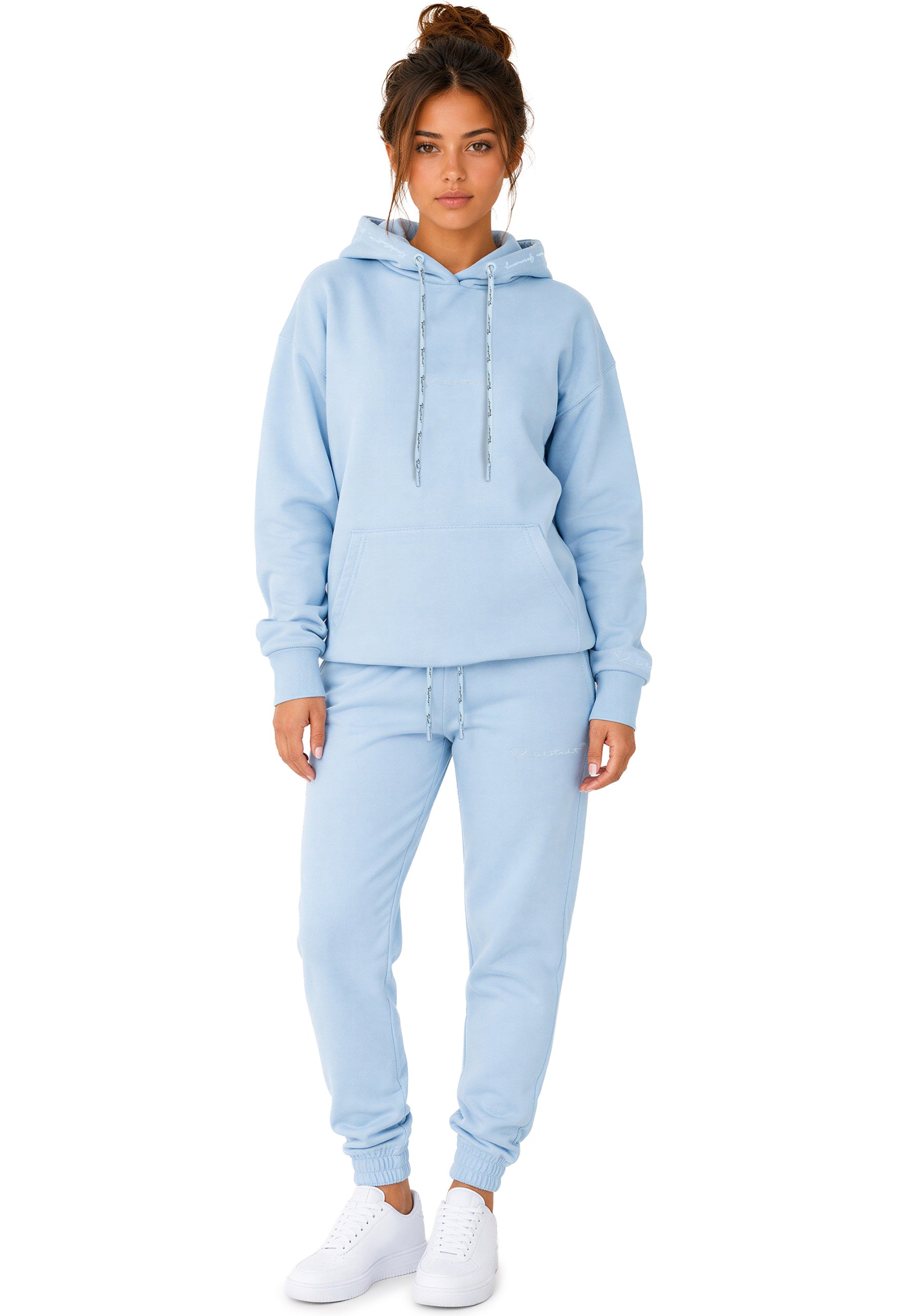 Damen Relaxed Fit Hoodie Marken-Stick 23RSW038 - Baby Blue