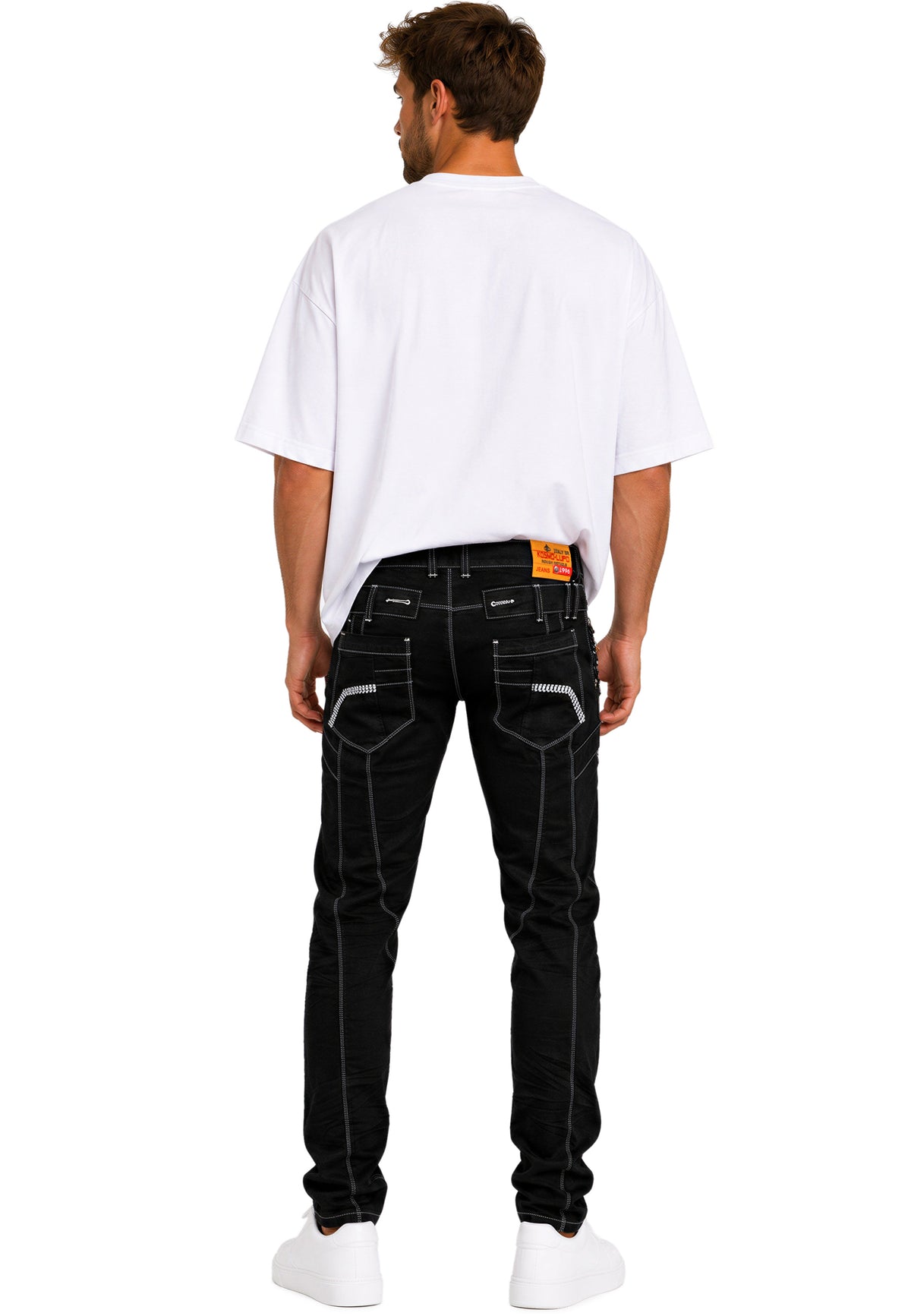 Herren Regular Fit Jeans Stonewashed in Black – Kosmo Lupo – Ansicht 8