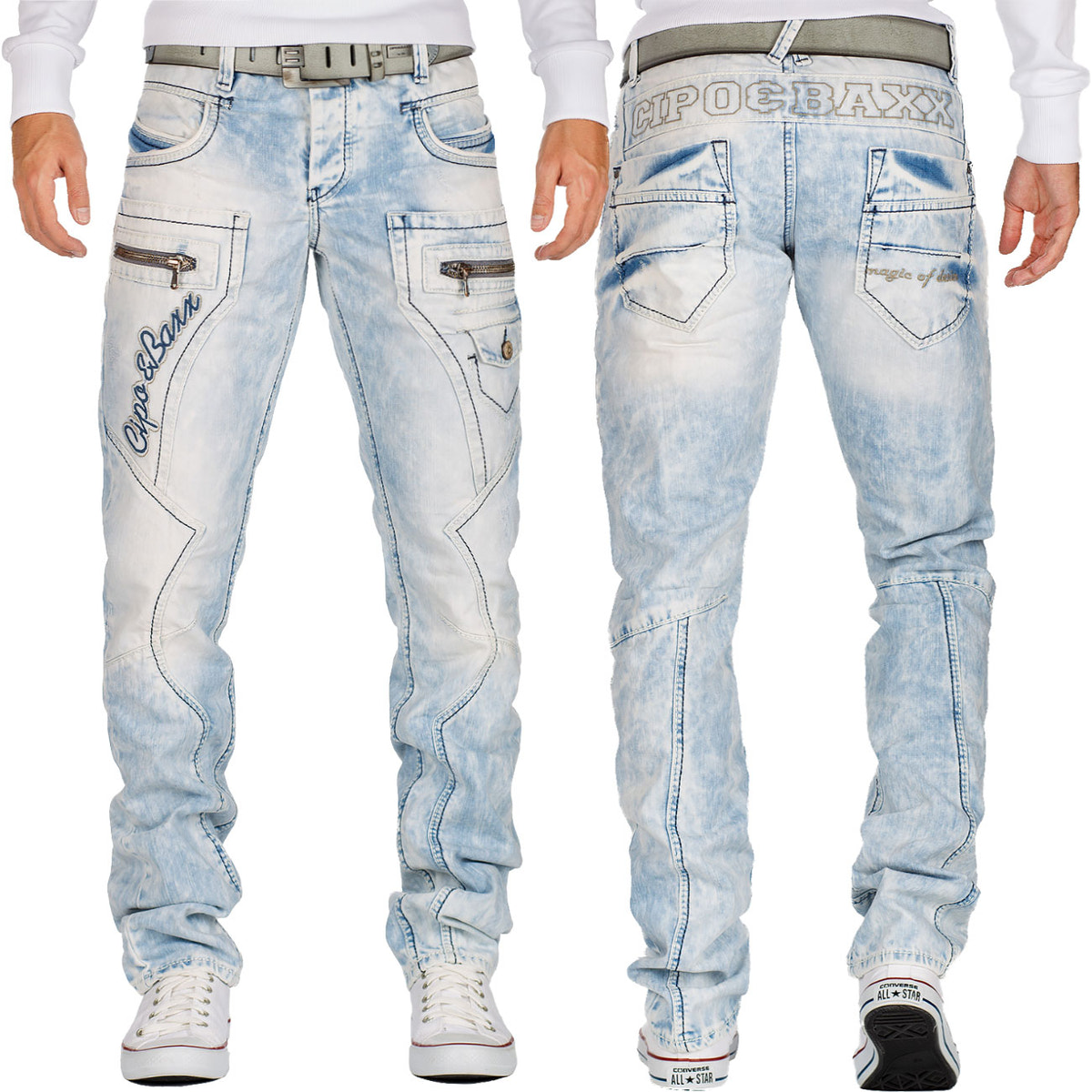 Herren Regular Fit Jeans Stonewashed in Blue – Cipo & Baxx – Ansicht 8