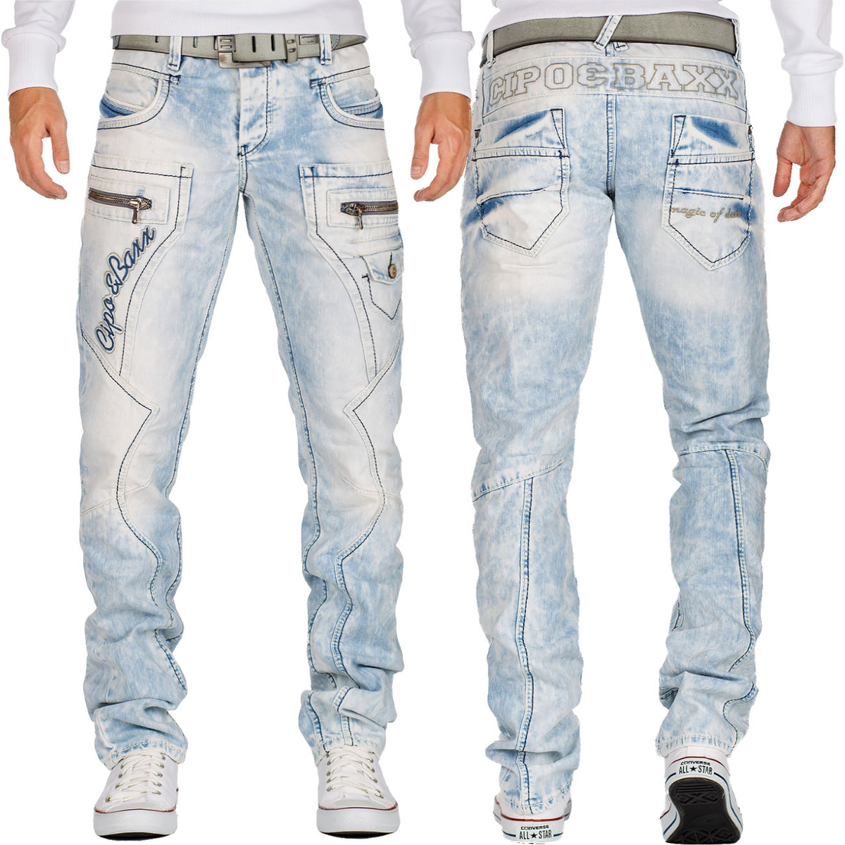 Herren Regular Fit Jeans Stonewashed in Blue – Cipo & Baxx – Ansicht 8