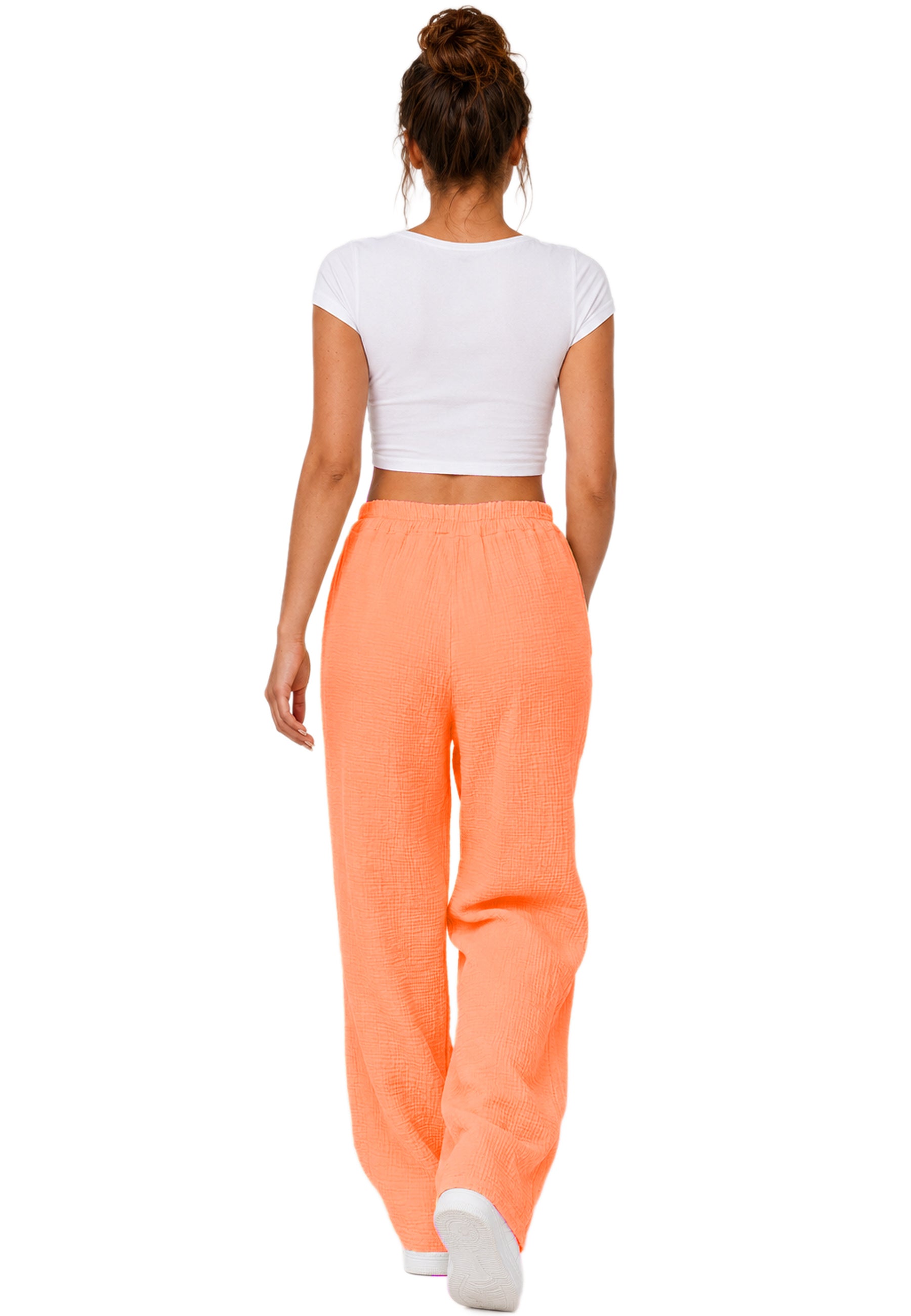 Damen Oversized Hose Musselin 25RSW082 - Orange
